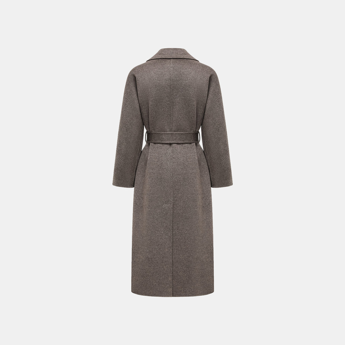 "Winter Diary" 100% Cashmere Double-faced Long Pile Double-breasted Long Coat - Gray