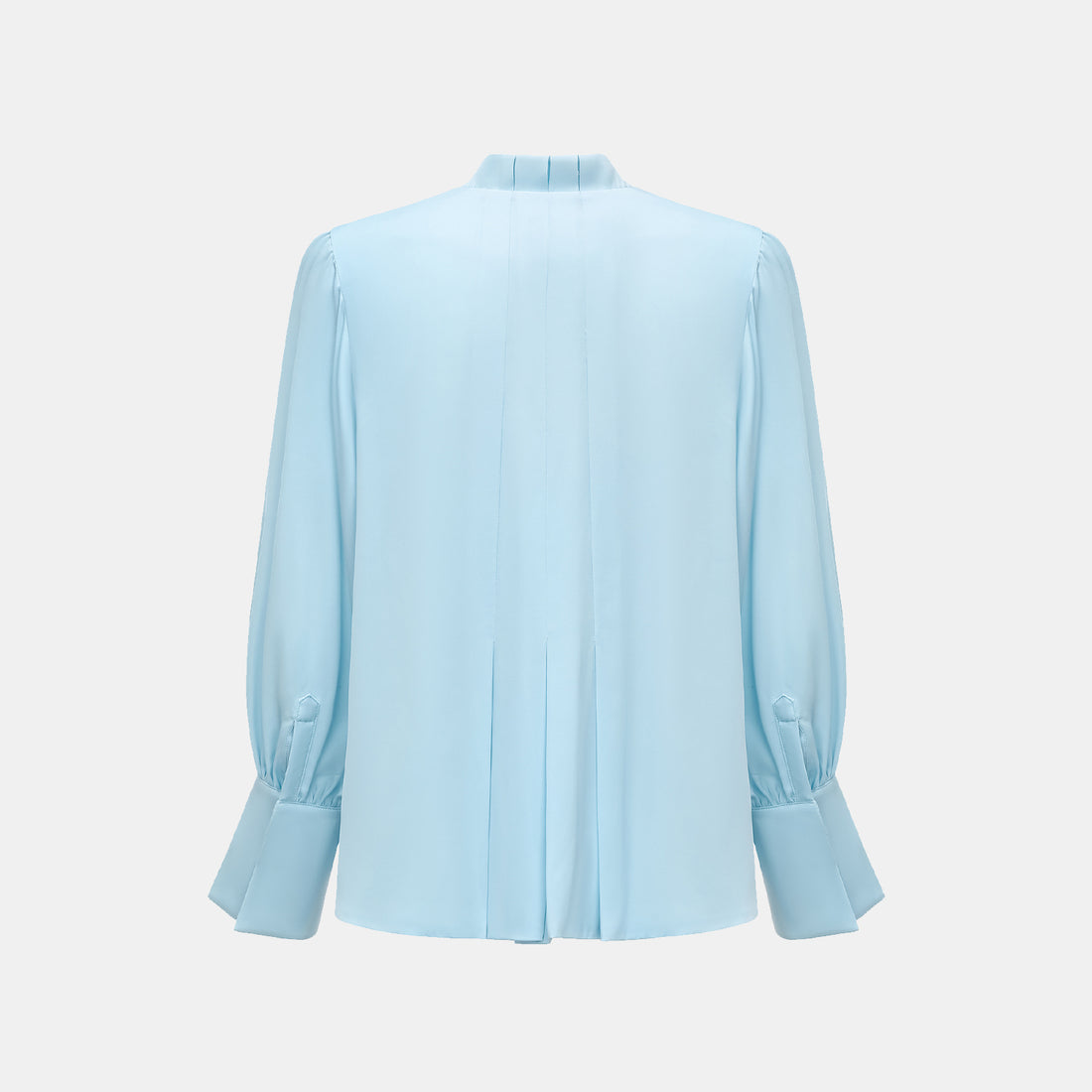 "Lazily in the Spring" 100% mulberry silk chiffon three-dimensional tailoring Chinese style blouse - sky blue