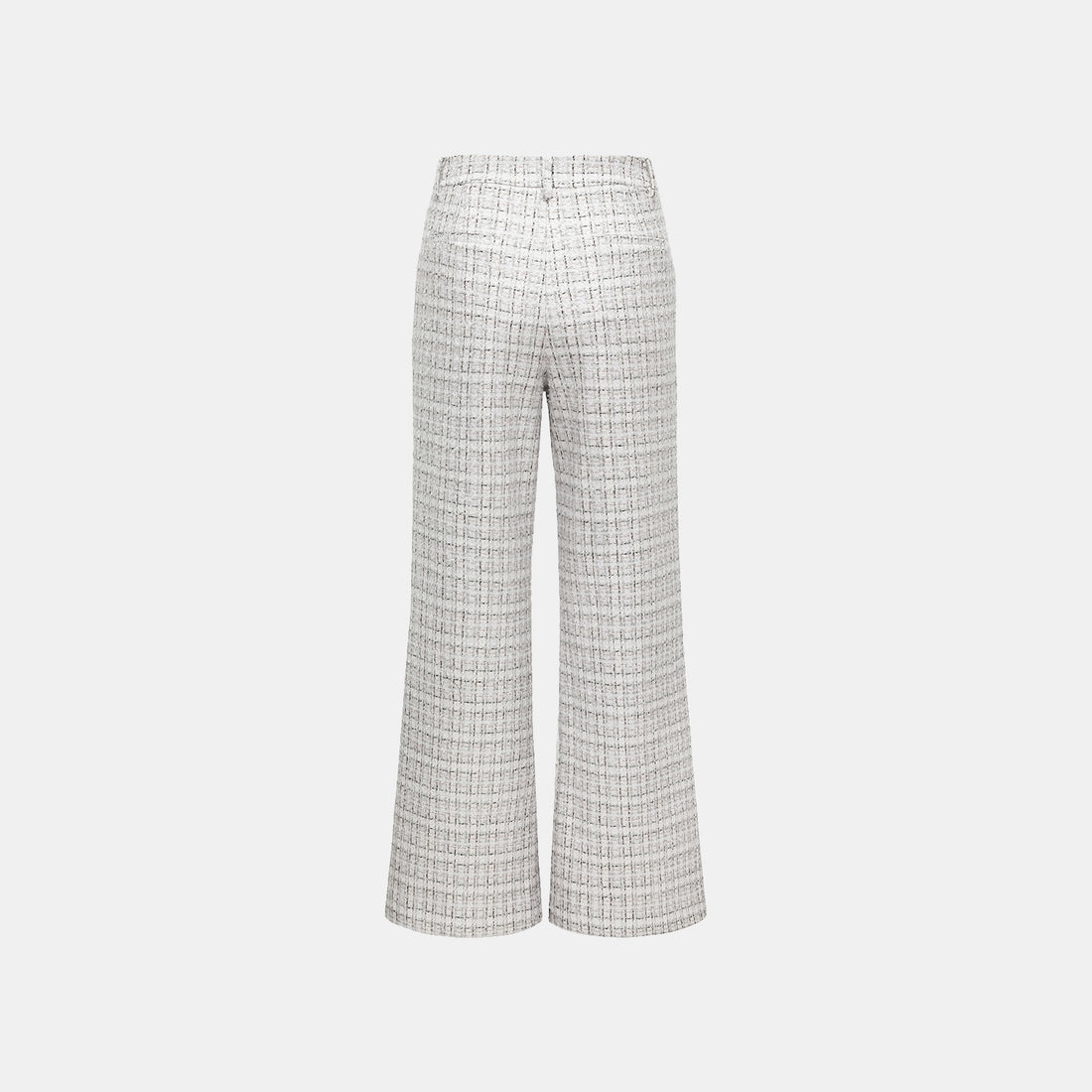 "Chelsea Citywalk." Tweed wide-leg trousers—Blanc