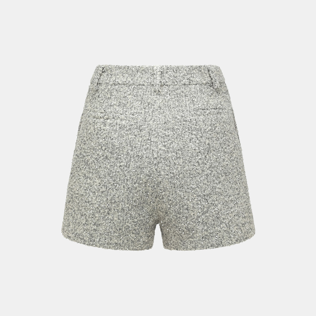 "Chelsea Citywalk." Italian Textured Tweed Shorts—Silver Ash
