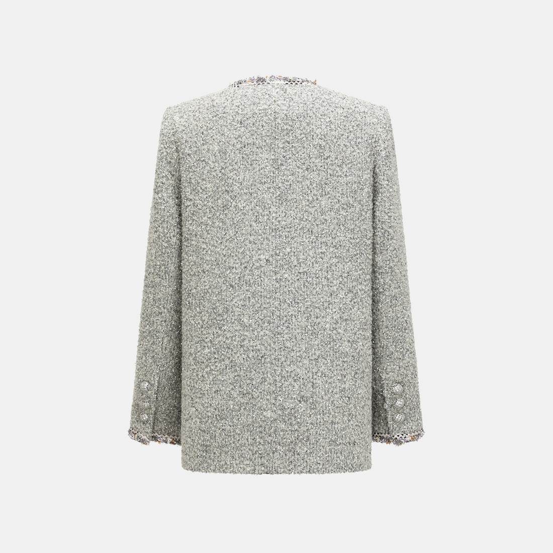 "Chelsea Citywalk." Italian Textured Tweed Classic No.6 Jacket—Silver Ash