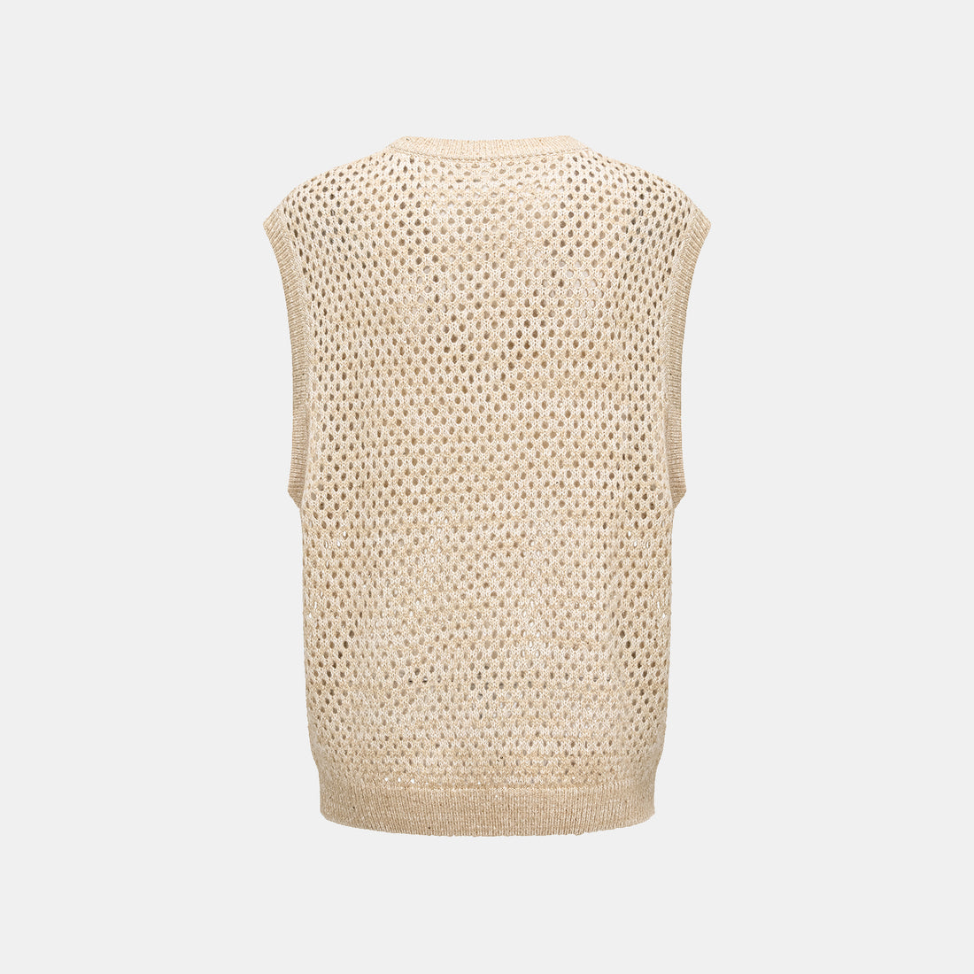 "Chelsea Citywalk." 100% Cashmere Sequined Lace Braided Knit Vest - Honey Latte