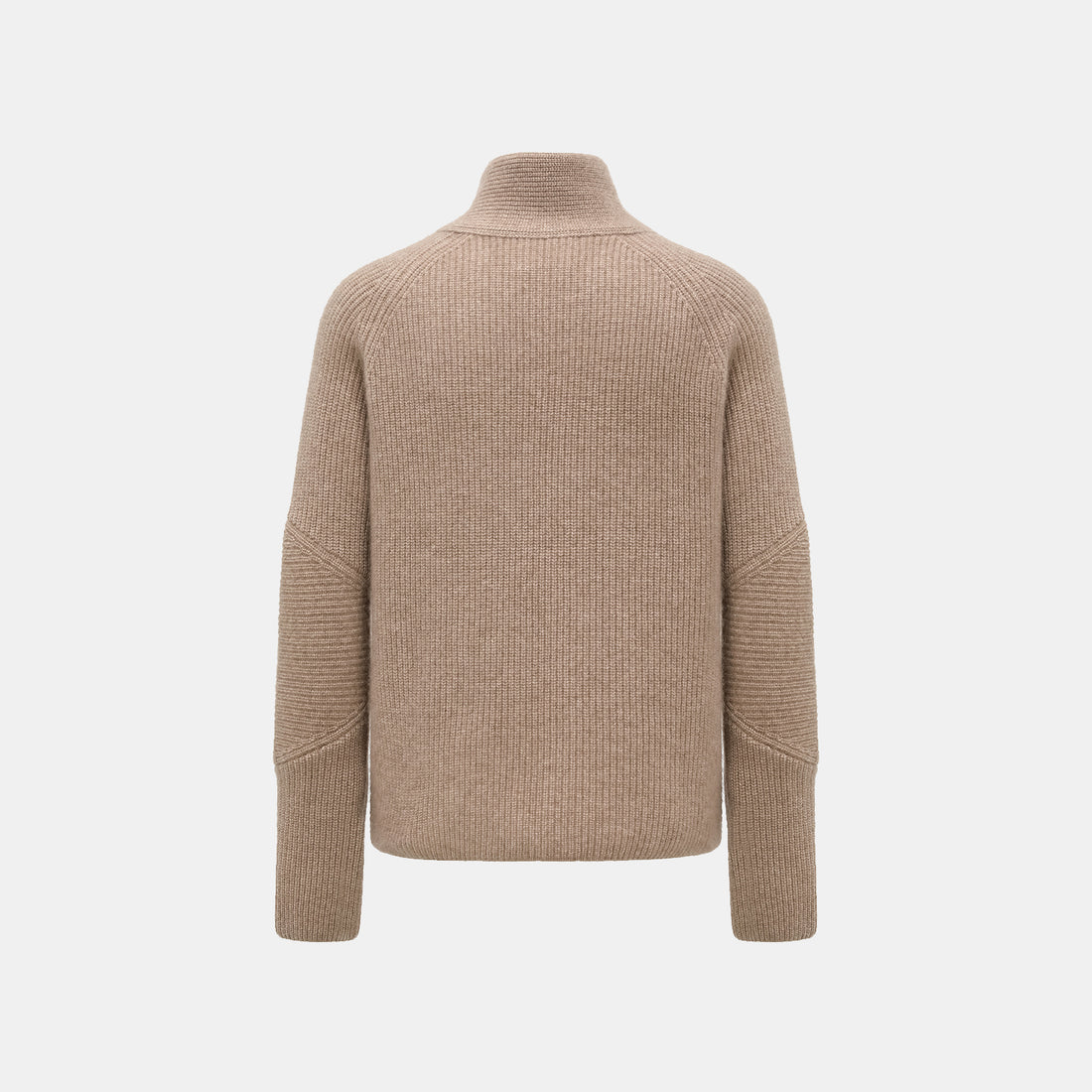 "Winter Diary" 100% Cashmere High Neck Panelled Jacket—Earl Grey
