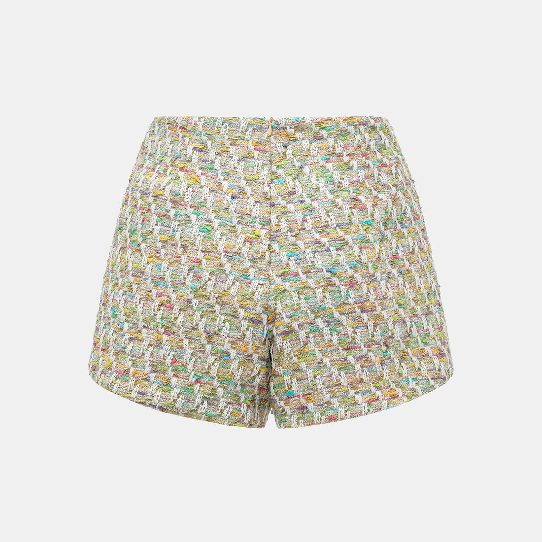 "Weekend at Monaco" Spanish gold-work lightweight tweed shorts—Emerald Waltz