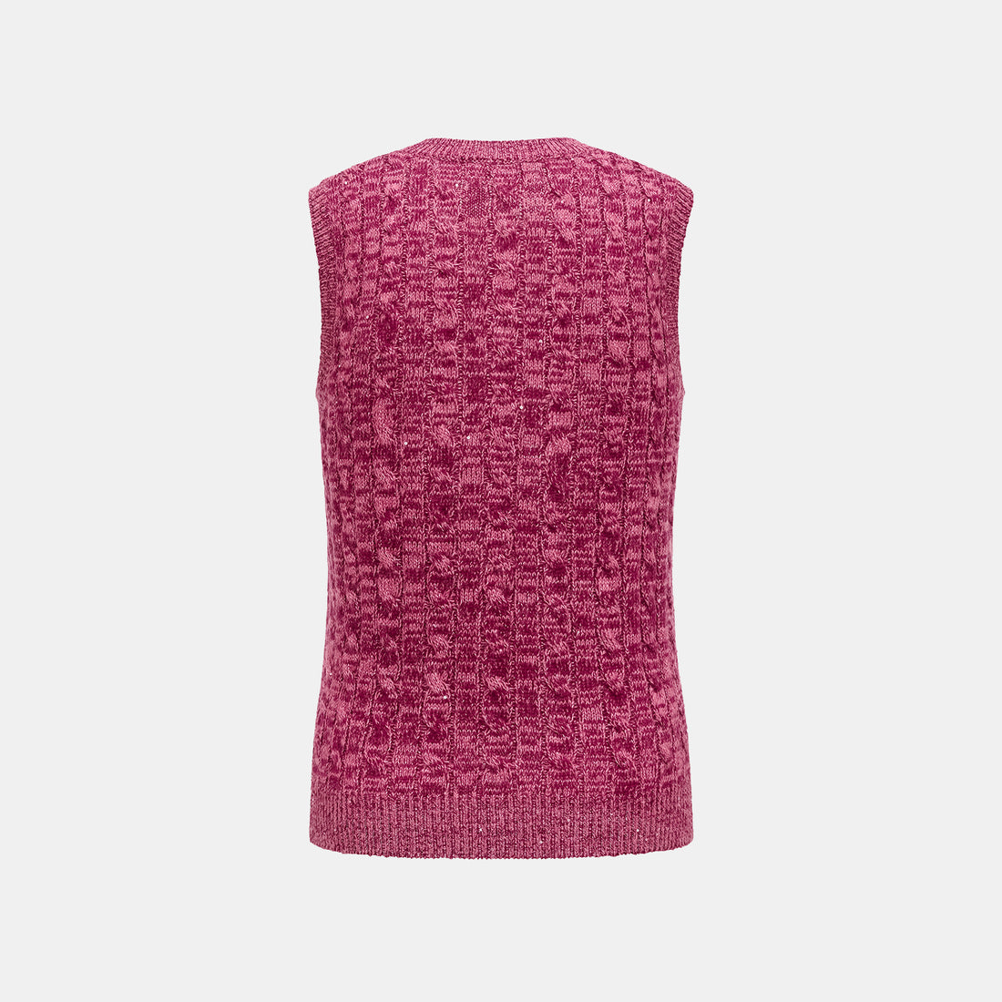 "Winter diary." 100% Cashmere Sequined Cable Knit Vest—Luck