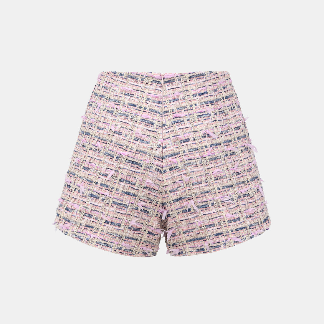 "Sloane Ave." French Summer Lightweight Tweed Shorts — Twilight Garden