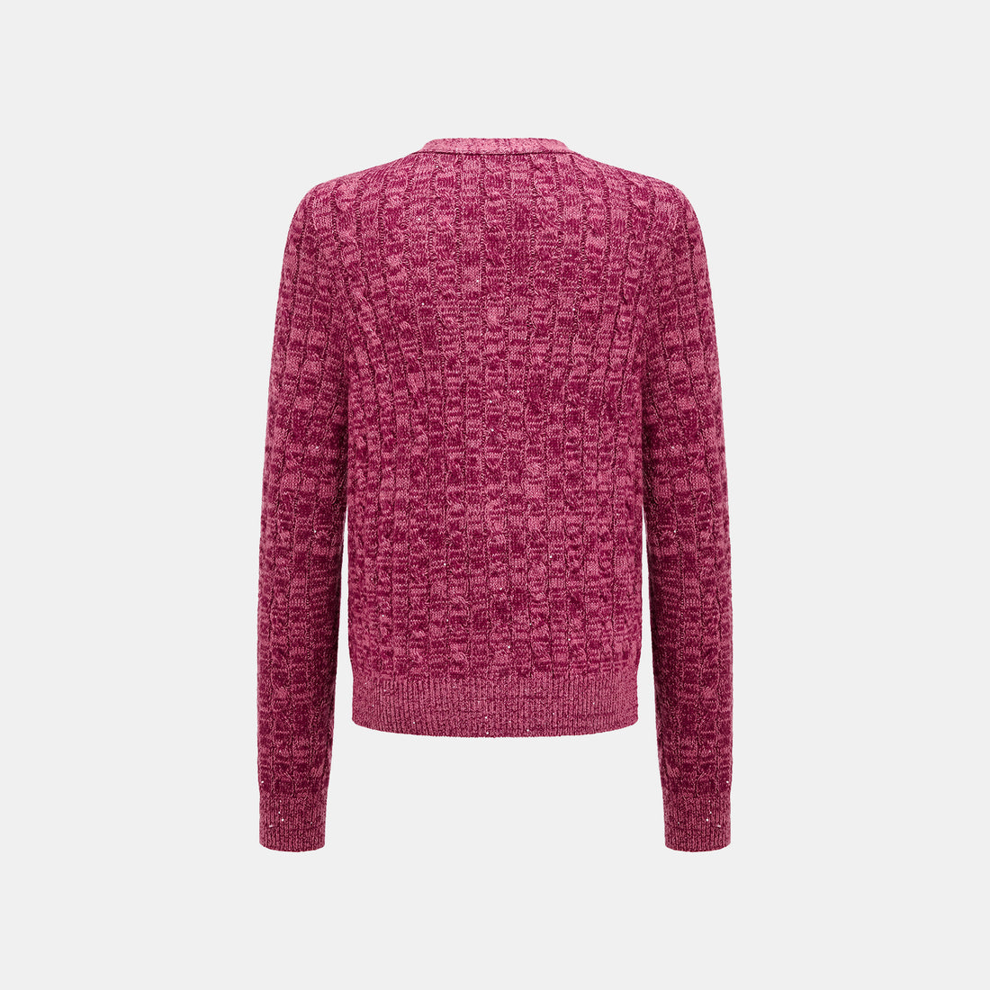 "Winter diary." 100% Cashmere Sequined Cable Knit Cardigan—Luck