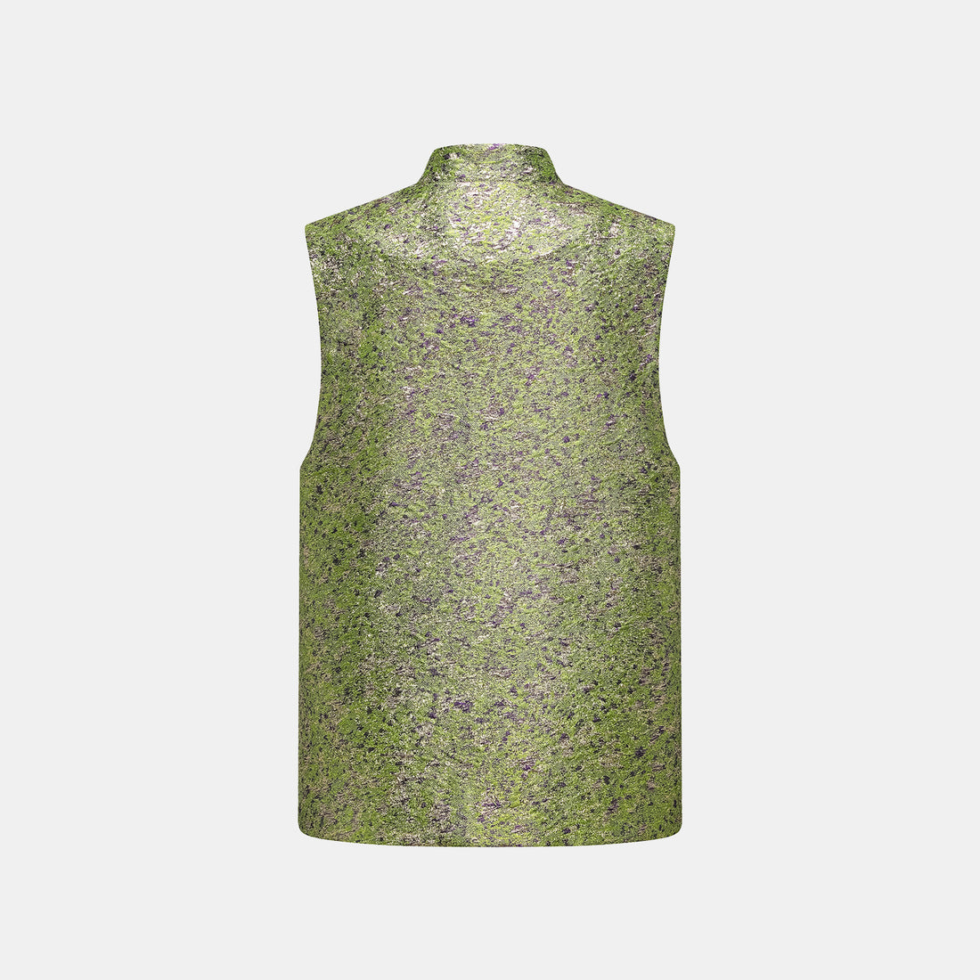 "Imperial Garden Teatime" Italian 3D jacquard light Chinese style vest - Pearl dotted green ink