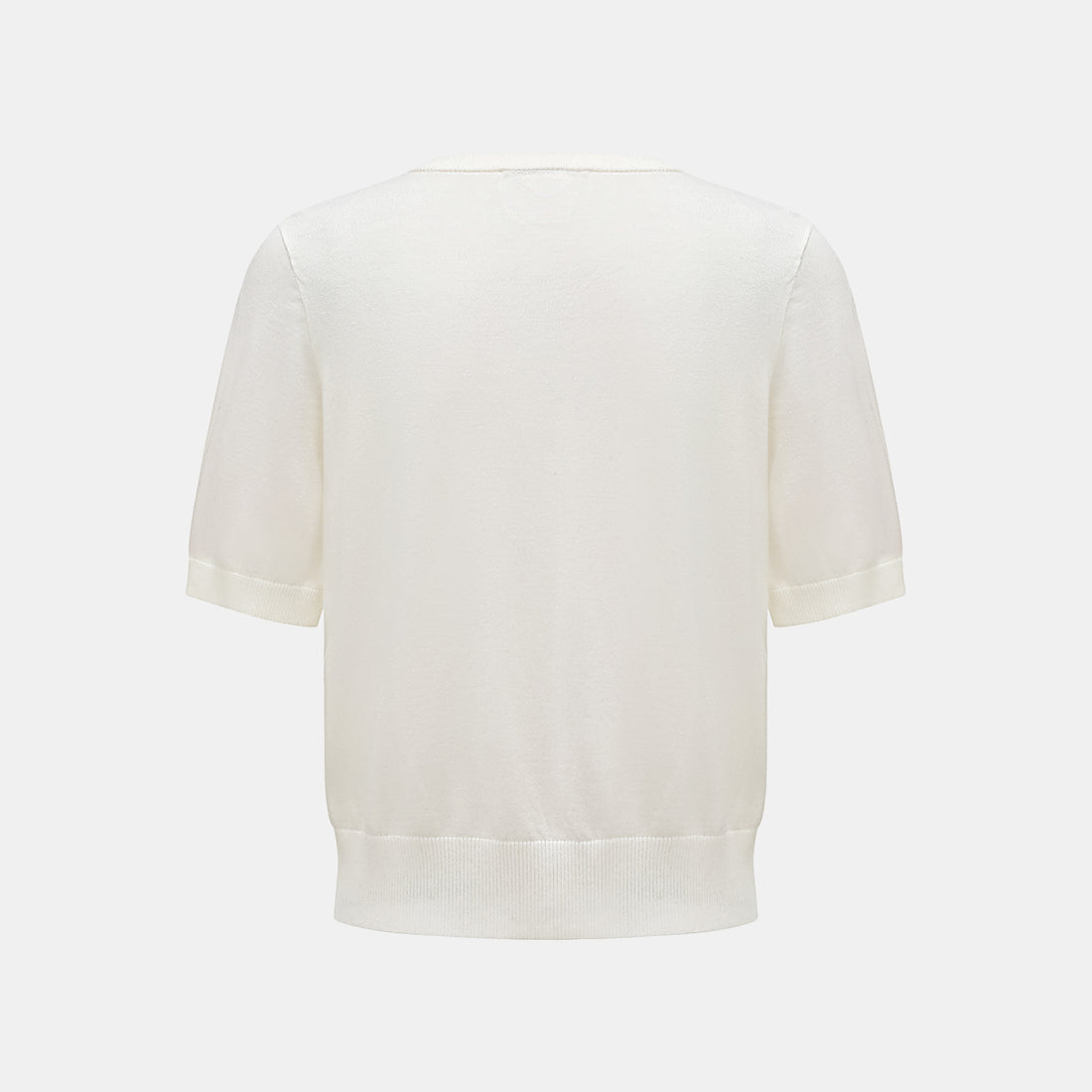 "Summer Diary" Cool Triacetate Cashmere Knit Short Sleeve Cardigan—PURE