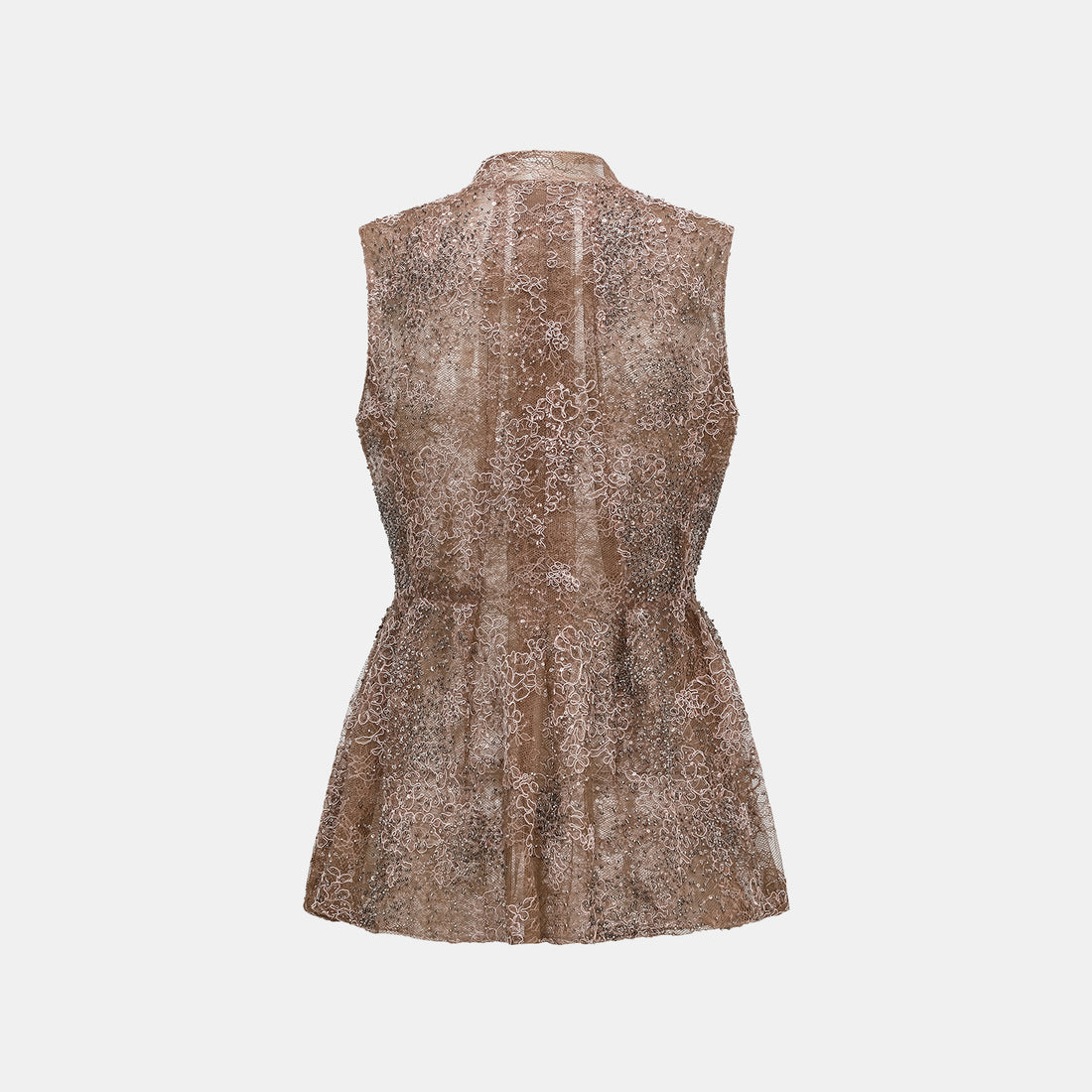 "Imperial Gala" Luxe Beaded Light Chinese Cut Top—Rosewood Gleam
