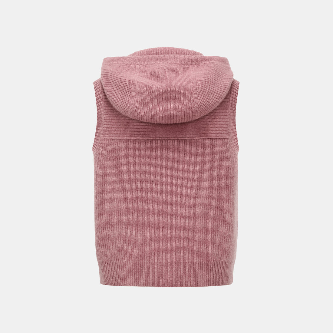 “Winter Diary” 100% Cashmere Hooded Zip-Up Vest—Strawberry Macaron