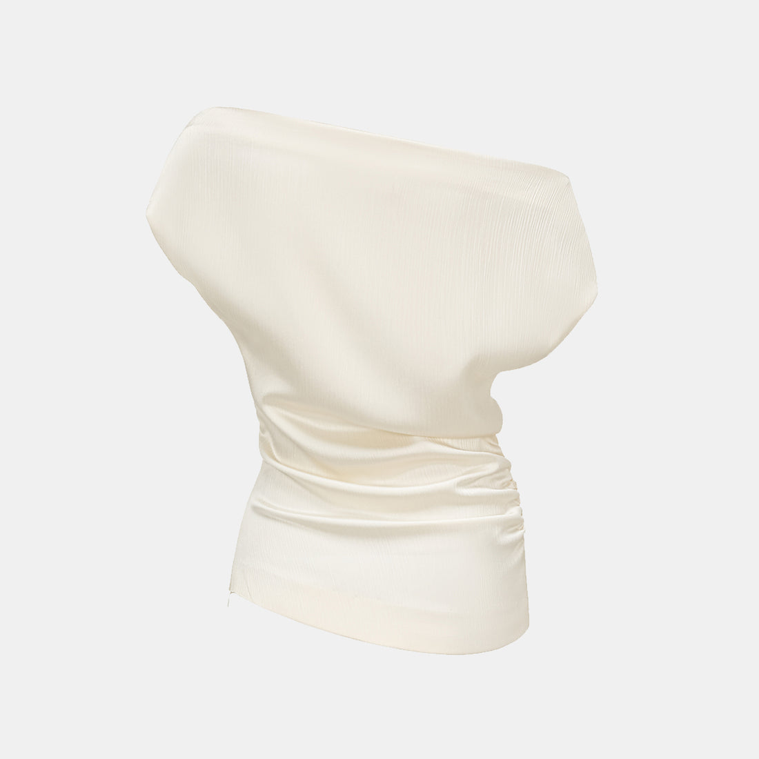"Easy Go Chic" Korean Pleated Fabric Off-shoulder Top - Original White