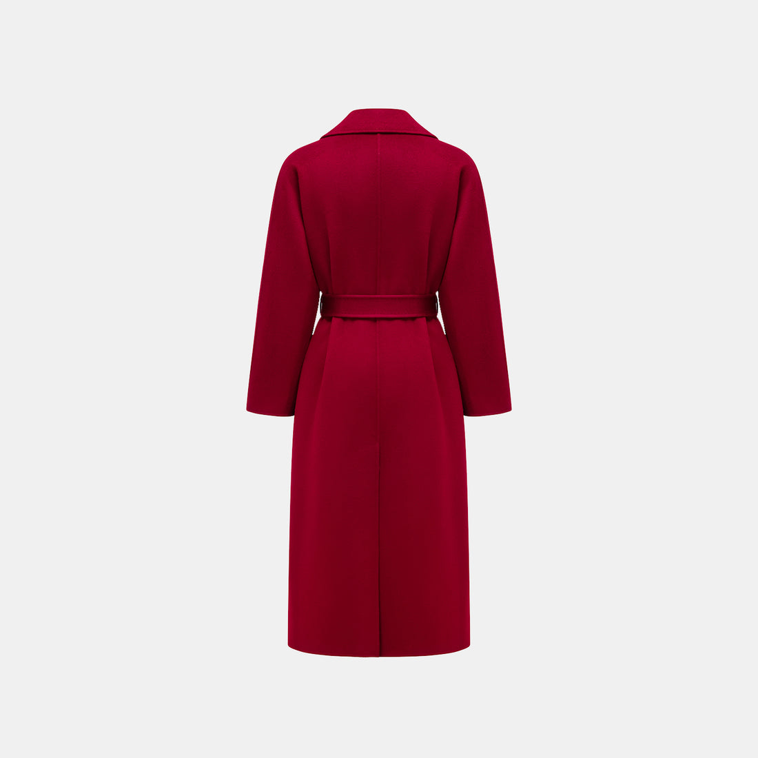 "Winter Diary" 100% Cashmere Double-faced Long Pile Double-breasted Long Coat - Dark Red