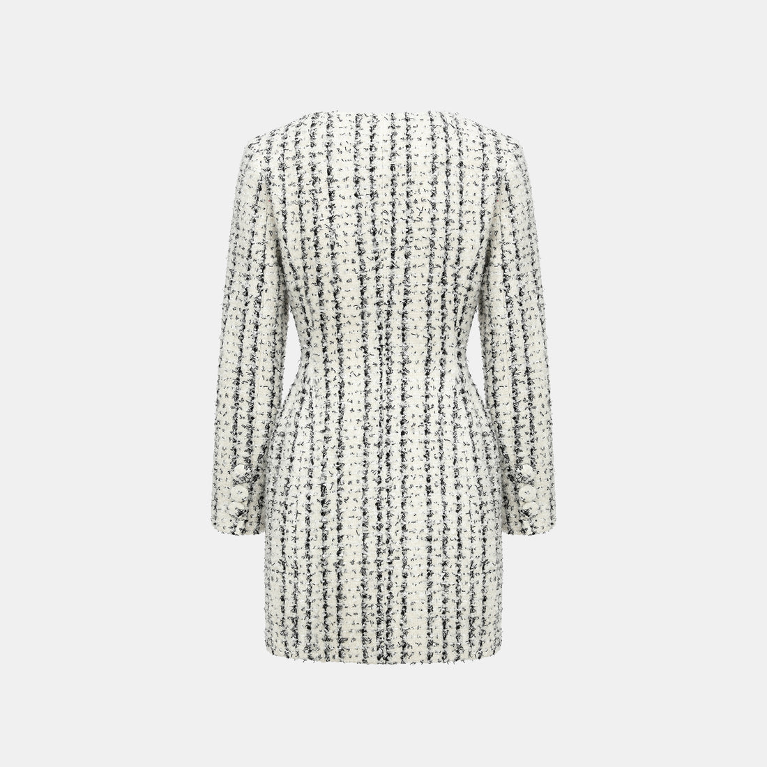 "Mayfair date night" wool tweed three-dimensional tailoring dress—Snowlit