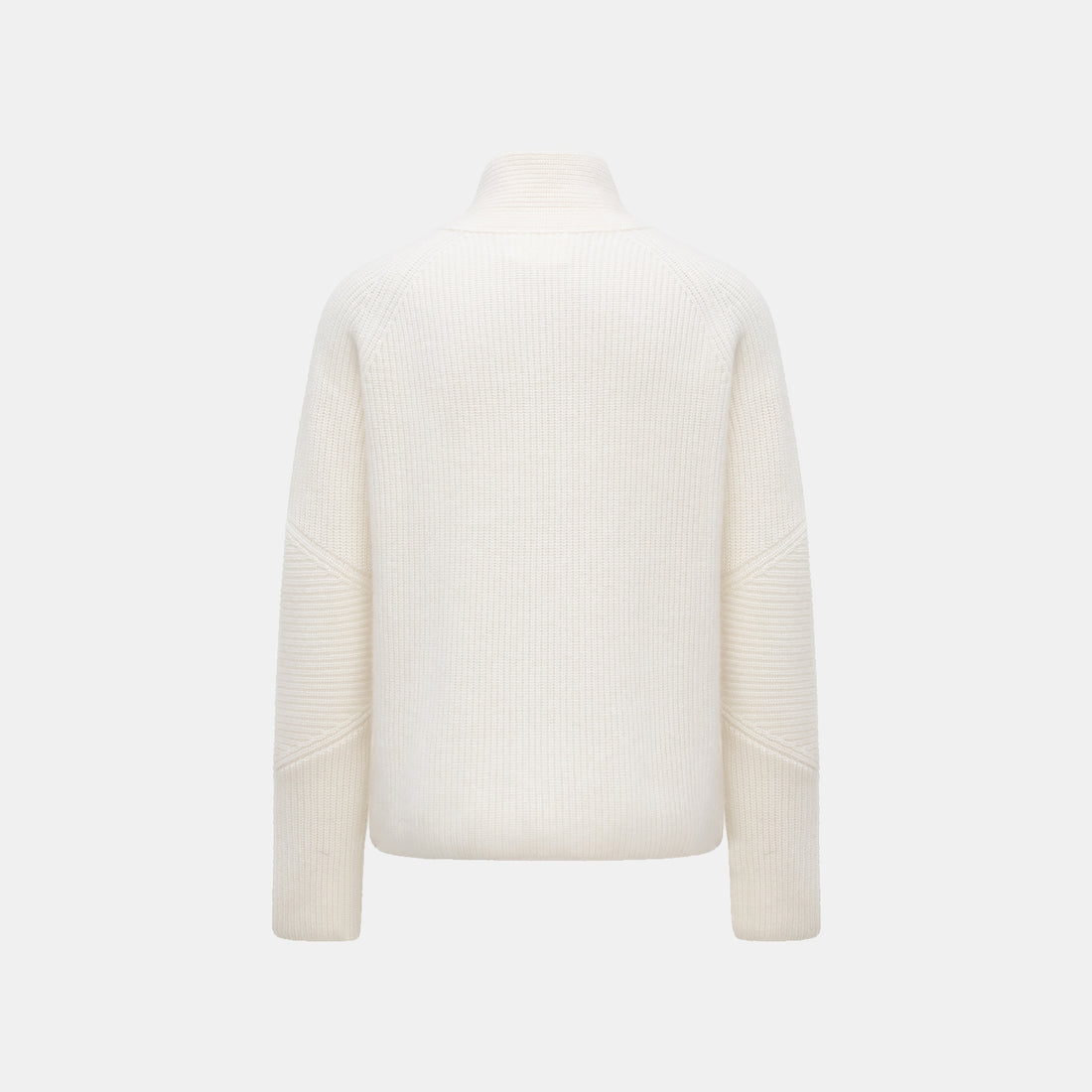 "Winter Diary" 100% Cashmere High Neck Panelled Jacket—Milk