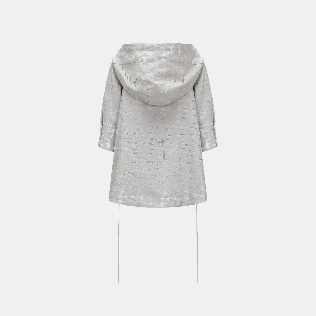 "Spring Outing" Jacquard Hooded Drawstring Top - Silver Lake