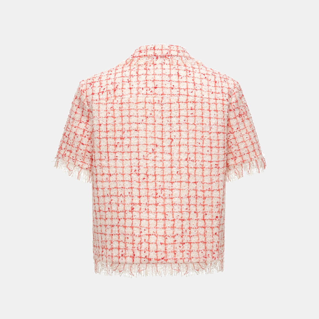 "Chelsea tea time" Tweed short-sleeved jacket—Peach Parfait