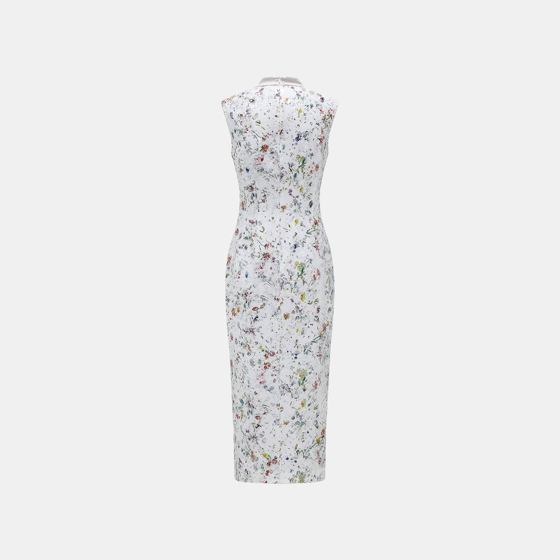 "Imperial Garden Teatime" Italian silver foil applique craft texture fabric light Chinese style cheongsam dress - Butterfly Shadow Dream