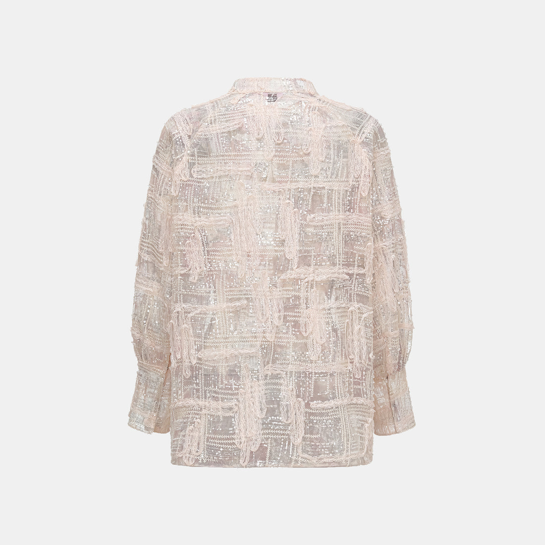 "Imperial Gala" Luxe Lace Painted Beaded Light Chinese Blouse