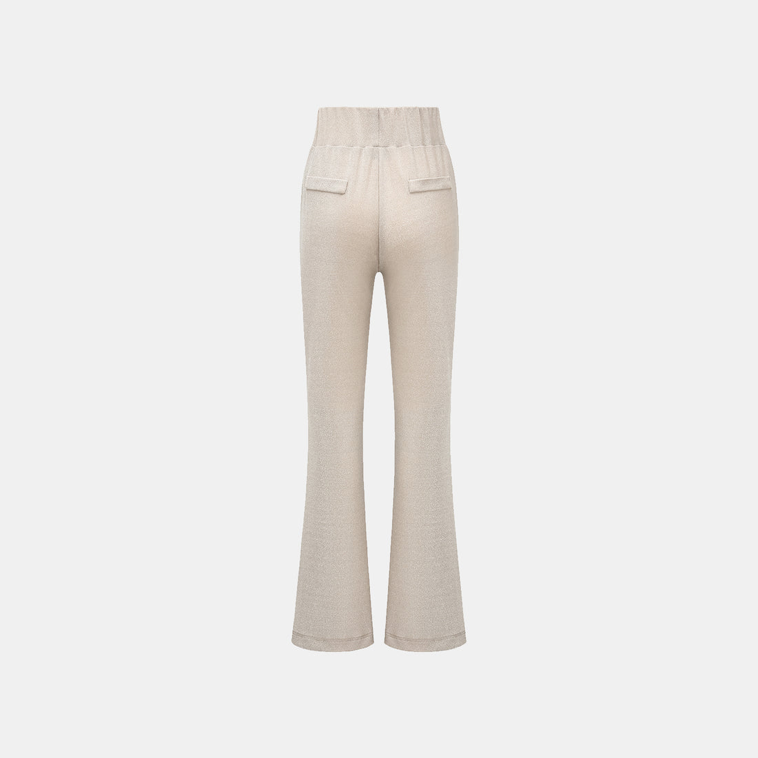 "Easy-go Chic" Silver Weave Elastic Fit Flare Pants - Nude