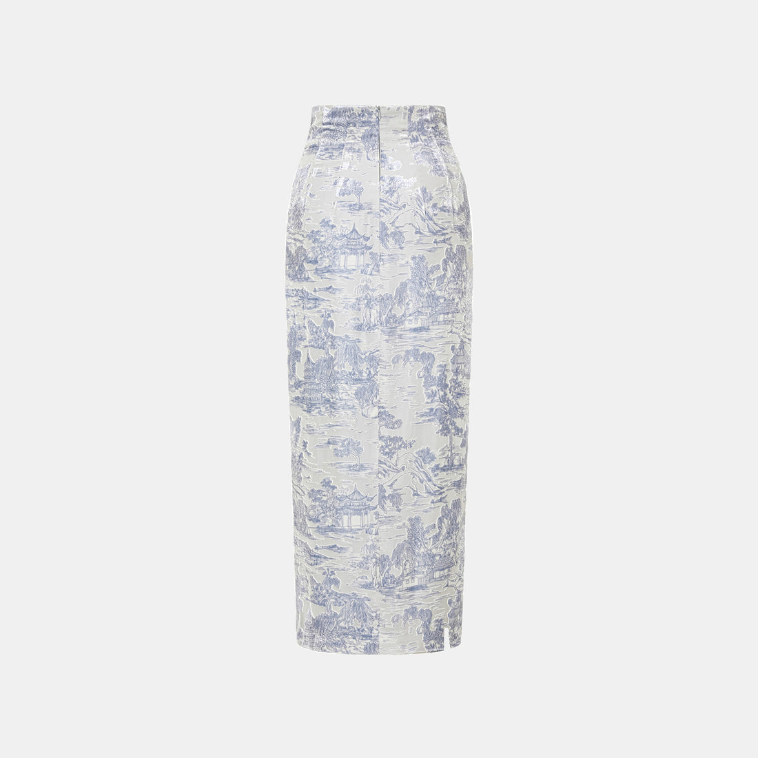 "Imperial Garden Teatime" Silk Velvet Burnt Flower Pencil Skirt - Xingyu Liyun