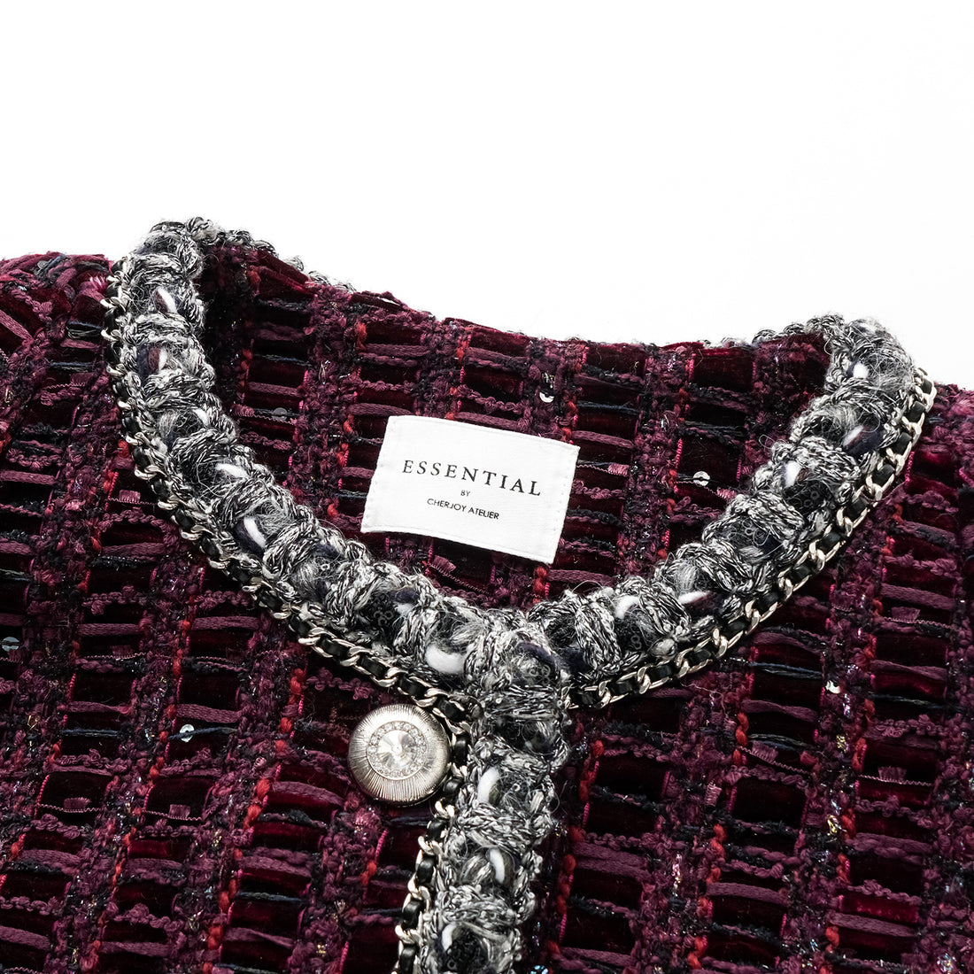 "Brunch at Ritz." Mid-length Tweed Jacket - Velvet Purple