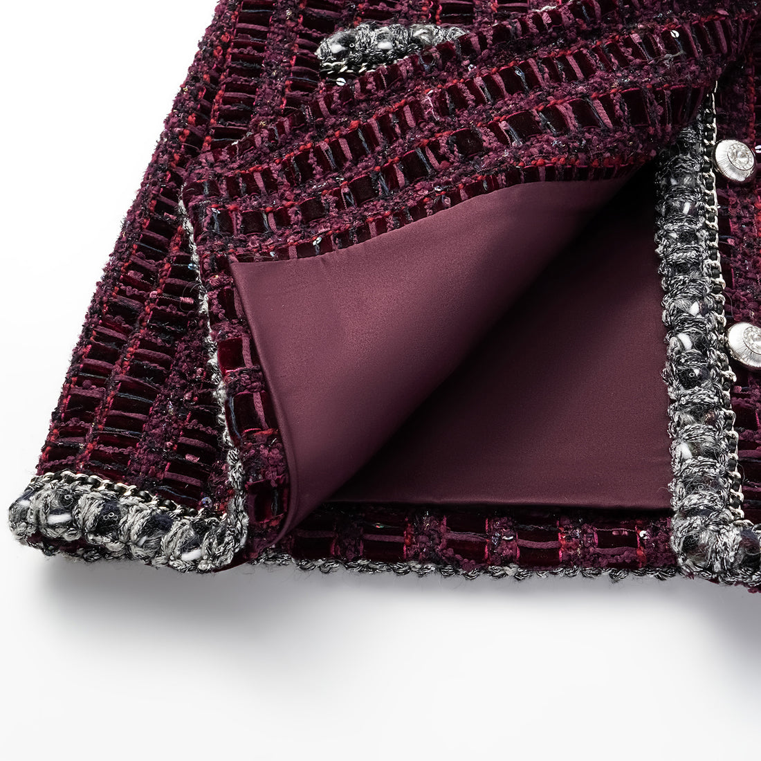 "Brunch at Ritz." Mid-length Tweed Jacket - Velvet Purple