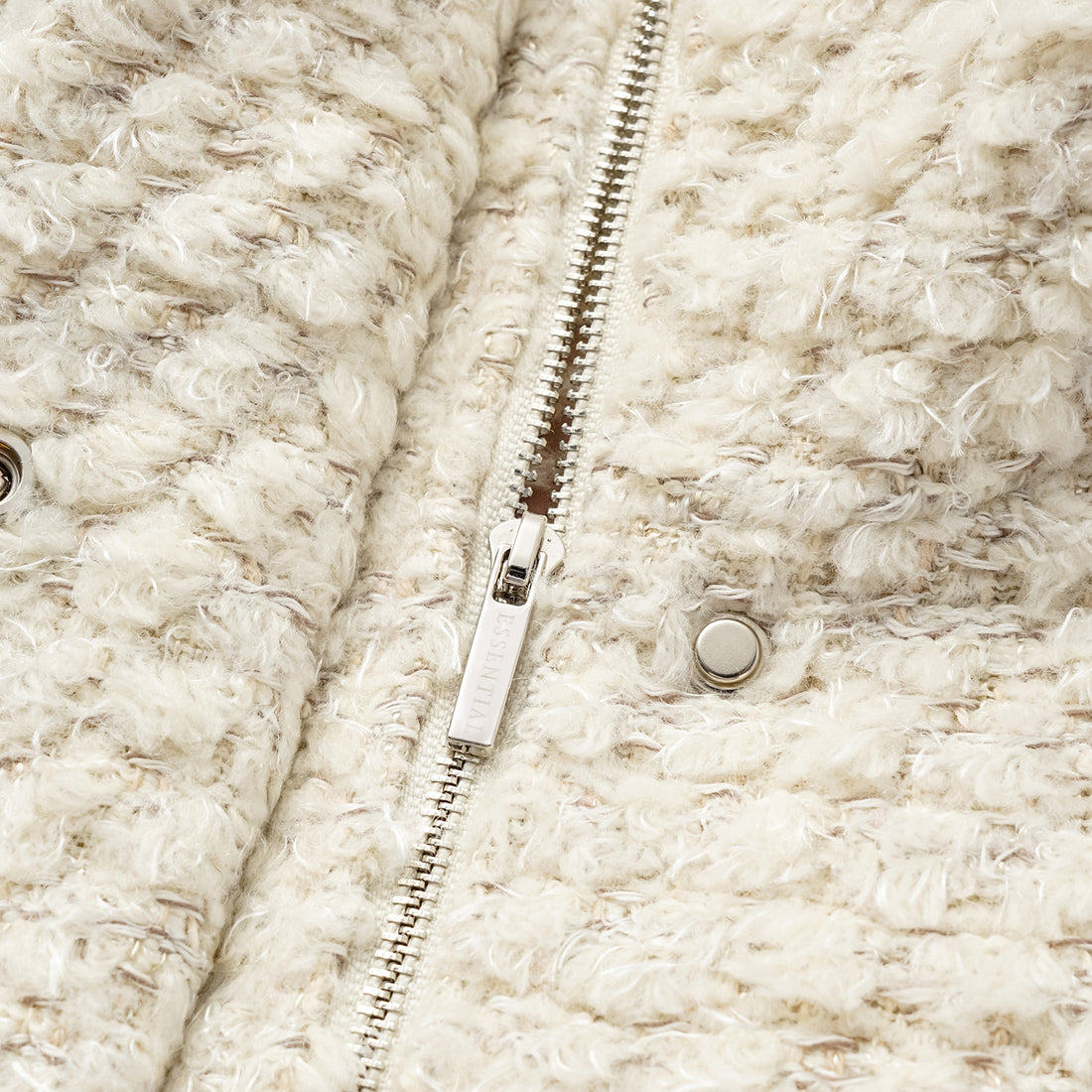 "Tokyo Hours" Tweed Cape Coat with Large Lapel - Cloud White