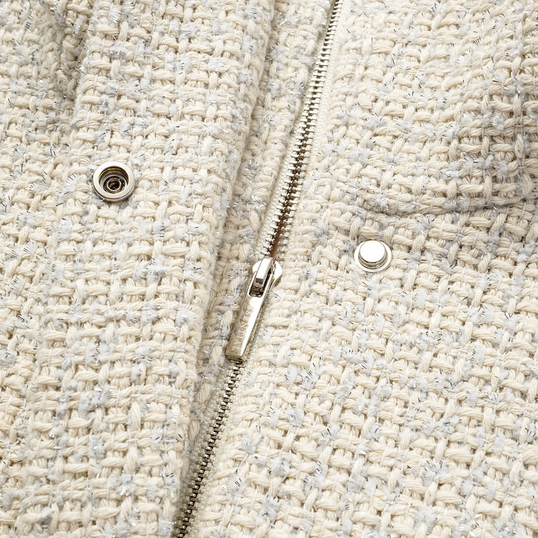"Tokyo Hours" Tweed Cape Coat with Large Lapel - Woven White