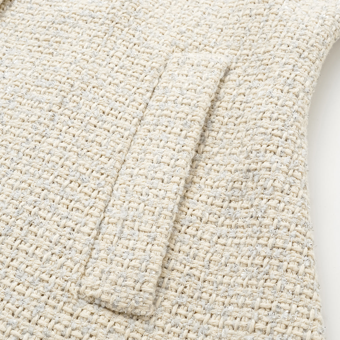 "Tokyo Hours" Tweed Cape Coat with Large Lapel - Woven White