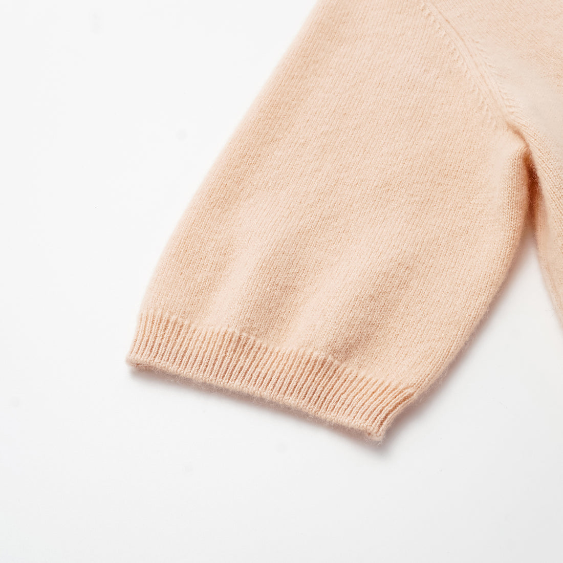 “Cash-In Collection 财“ 100% Baby Cashmere 3/4 Sleeve V-Neck Top (Yarn by Loro Piana) — Nude