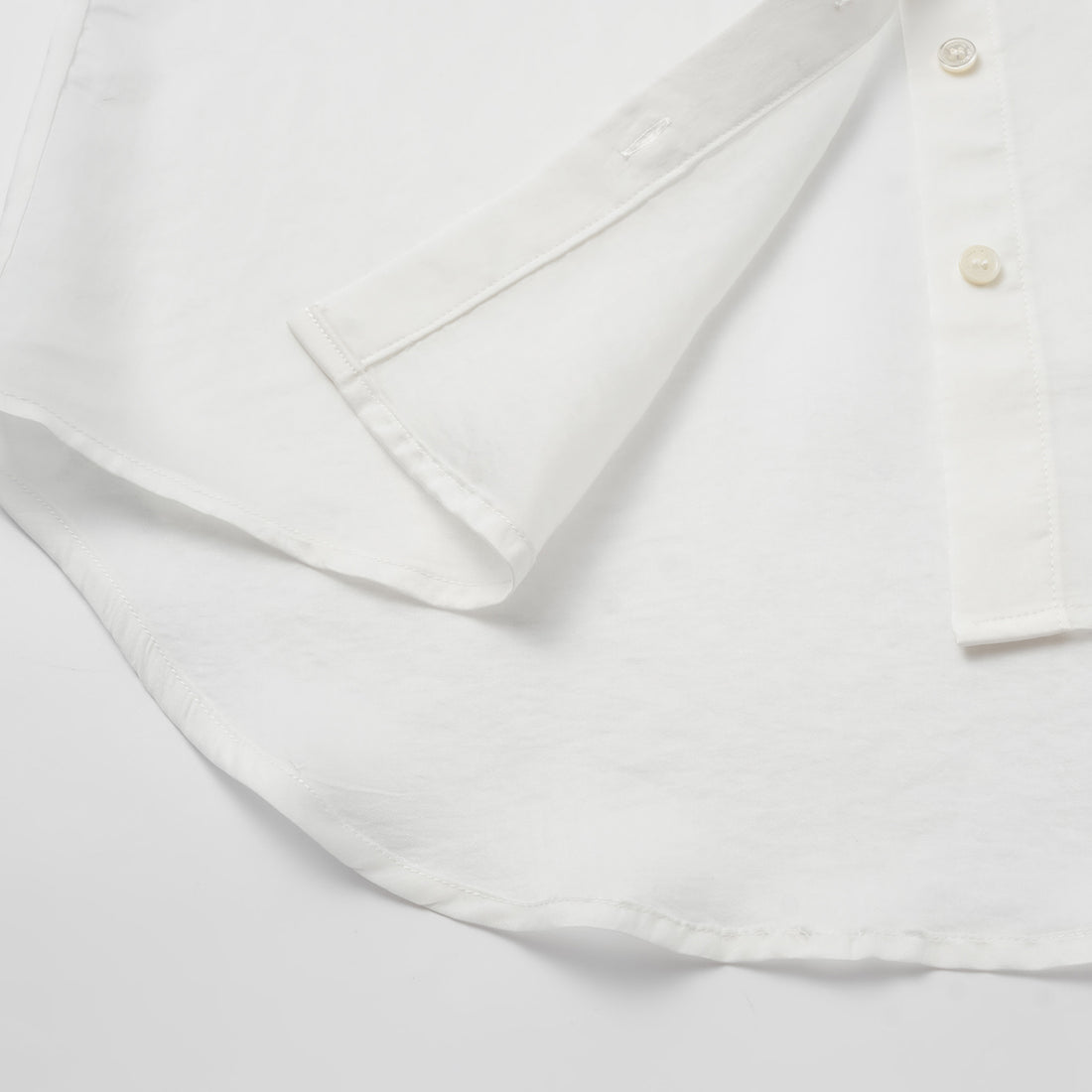 "Intellectual Moment" Tencel Satin Chiffon Oversized Shirt - Simple White