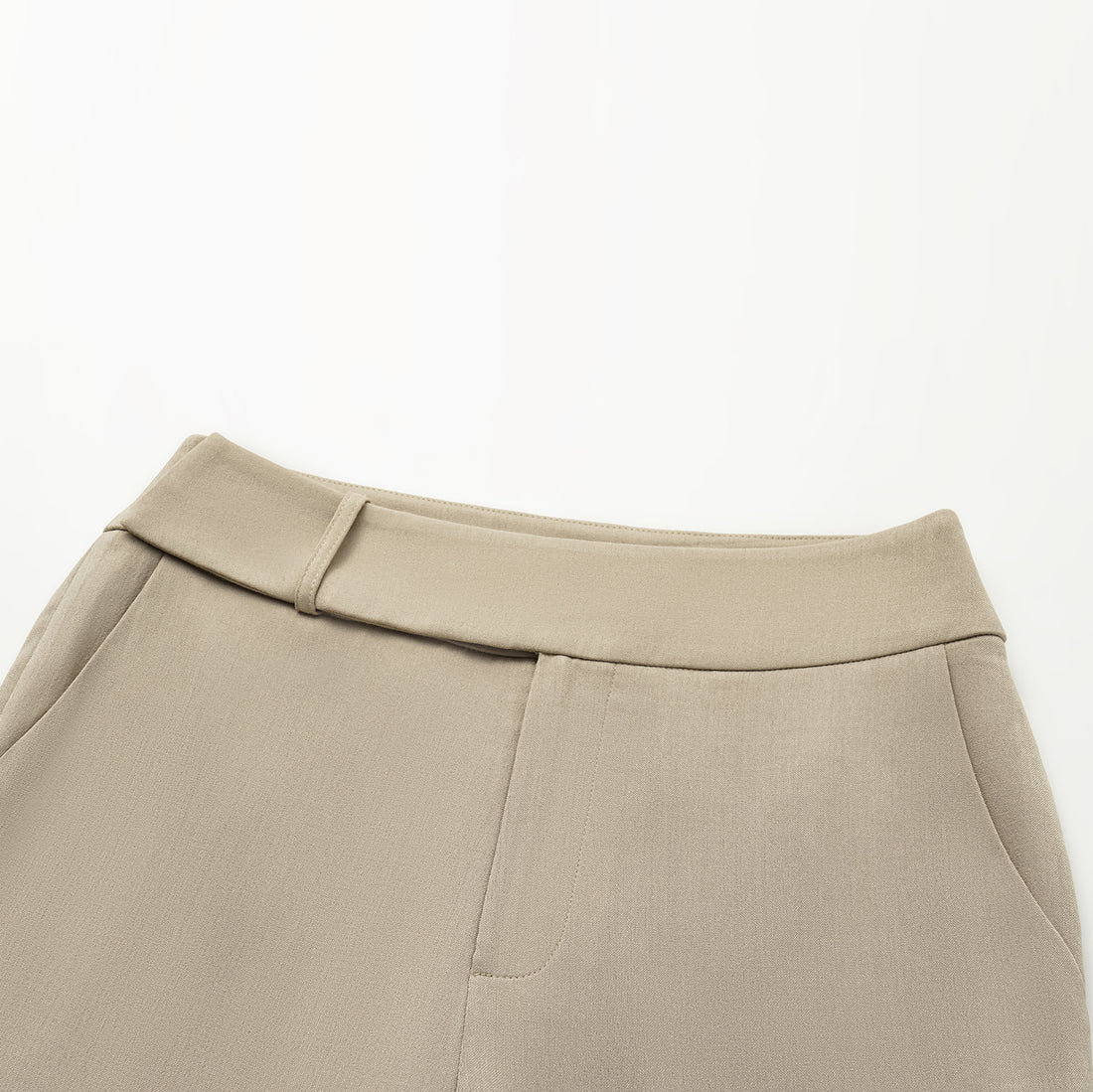 "Autumn Diary" Korean super stretch drape fabric waist trousers - Khaki