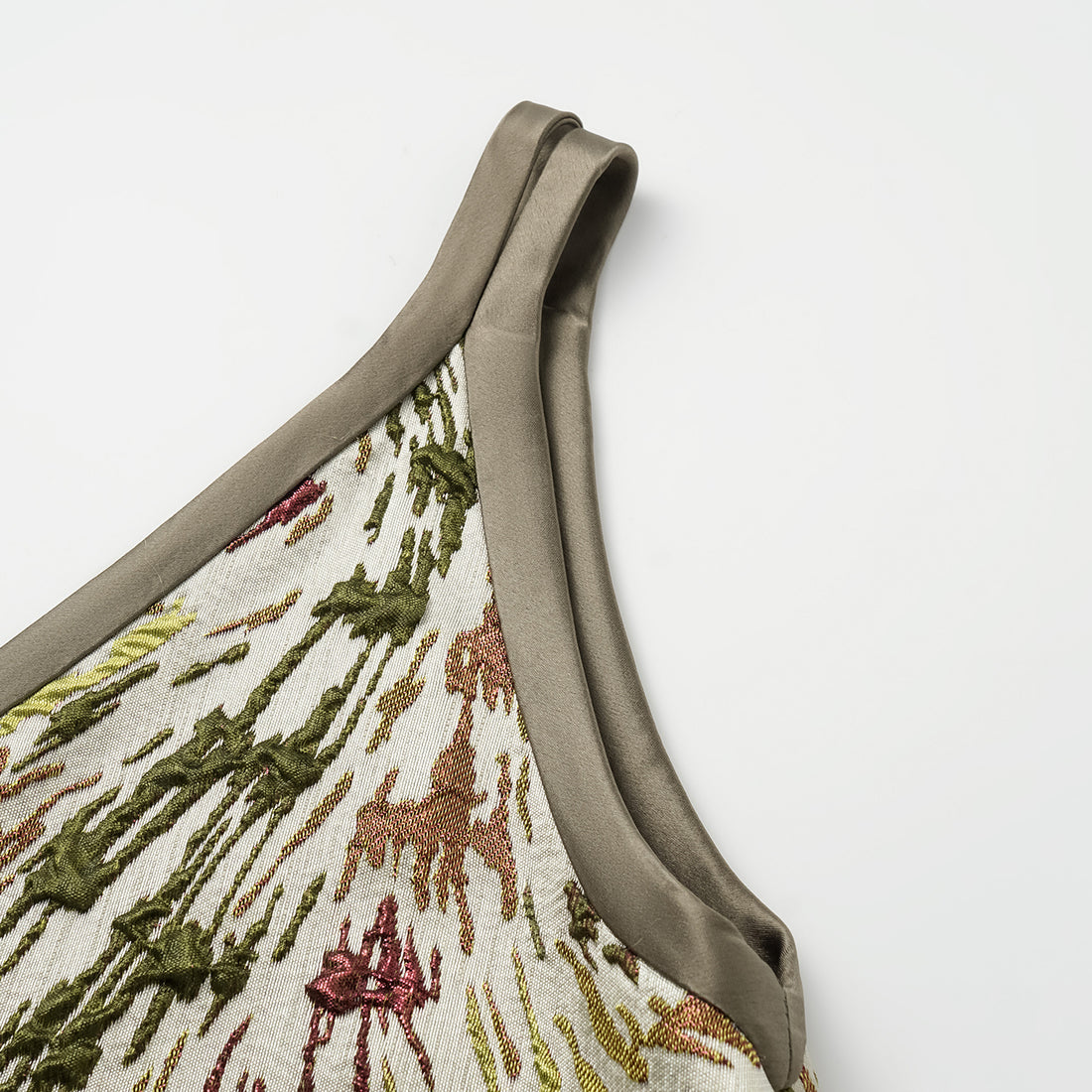 "Imperial Garden Teatime" Italian jacquard patchwork vest - Spring Breeze Green Hotel