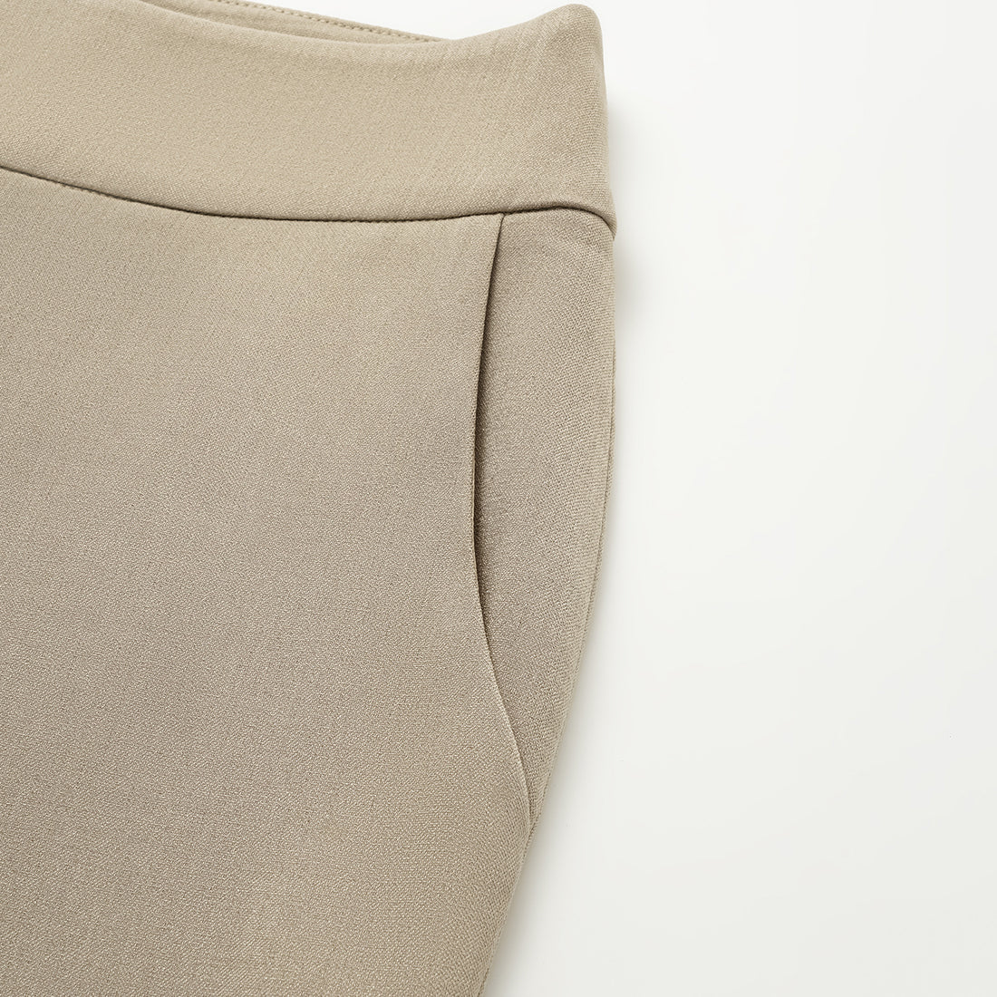 "Autumn Diary" Korean super stretch drape fabric waist trousers - Khaki