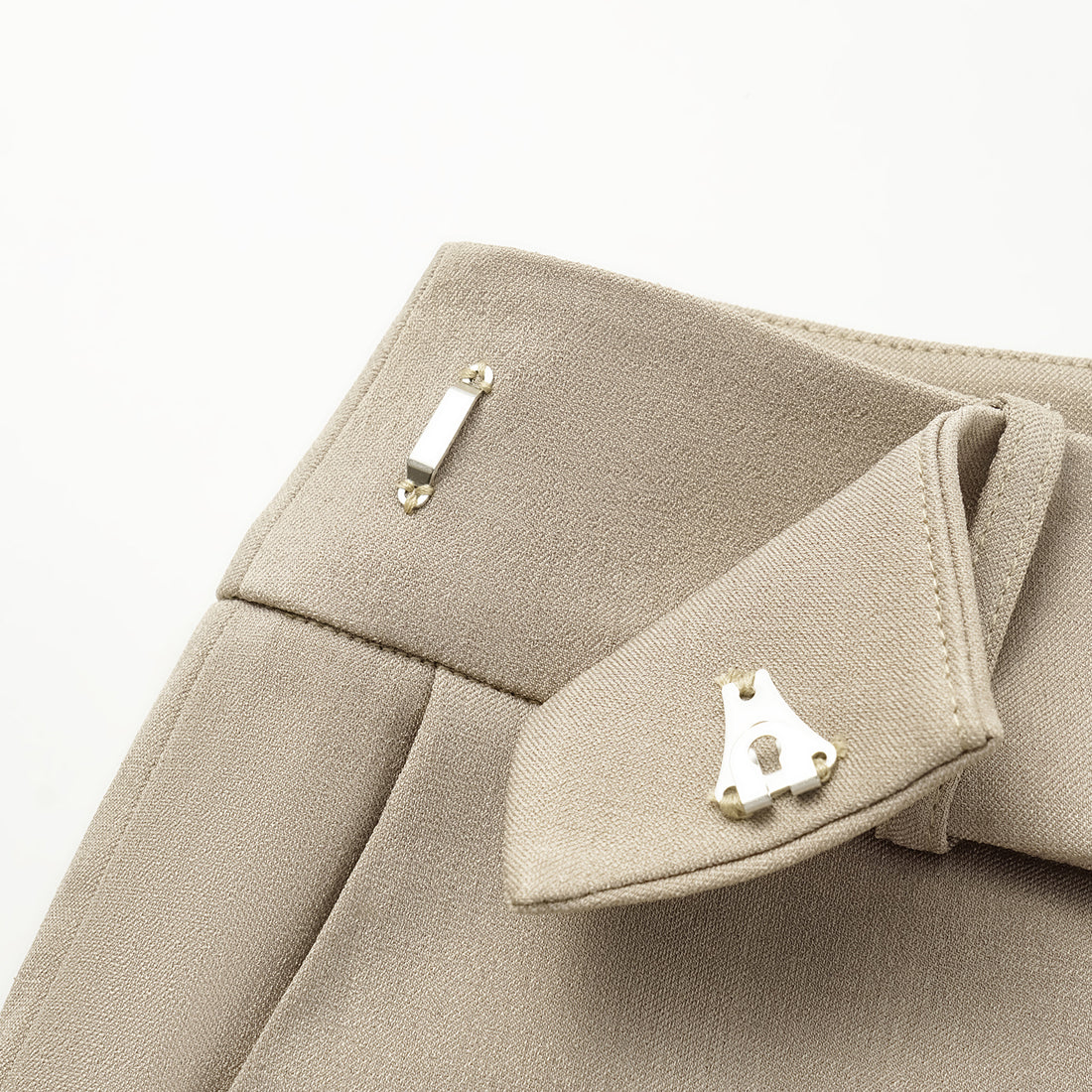 "Autumn Diary" Korean super stretch drape fabric waist trousers - Khaki