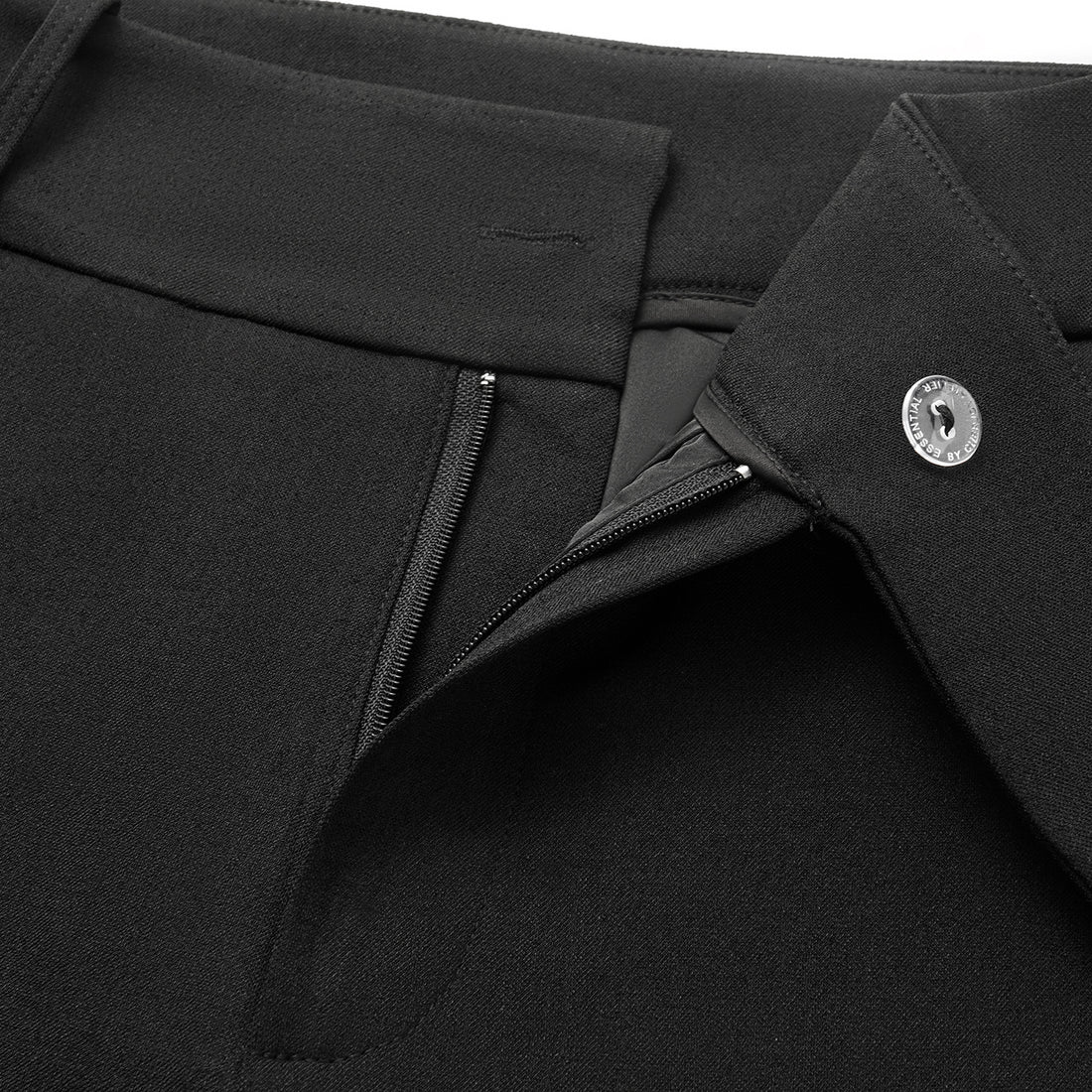 "Autumn Diary" Korean super stretch drape texture fabric waist trousers - black