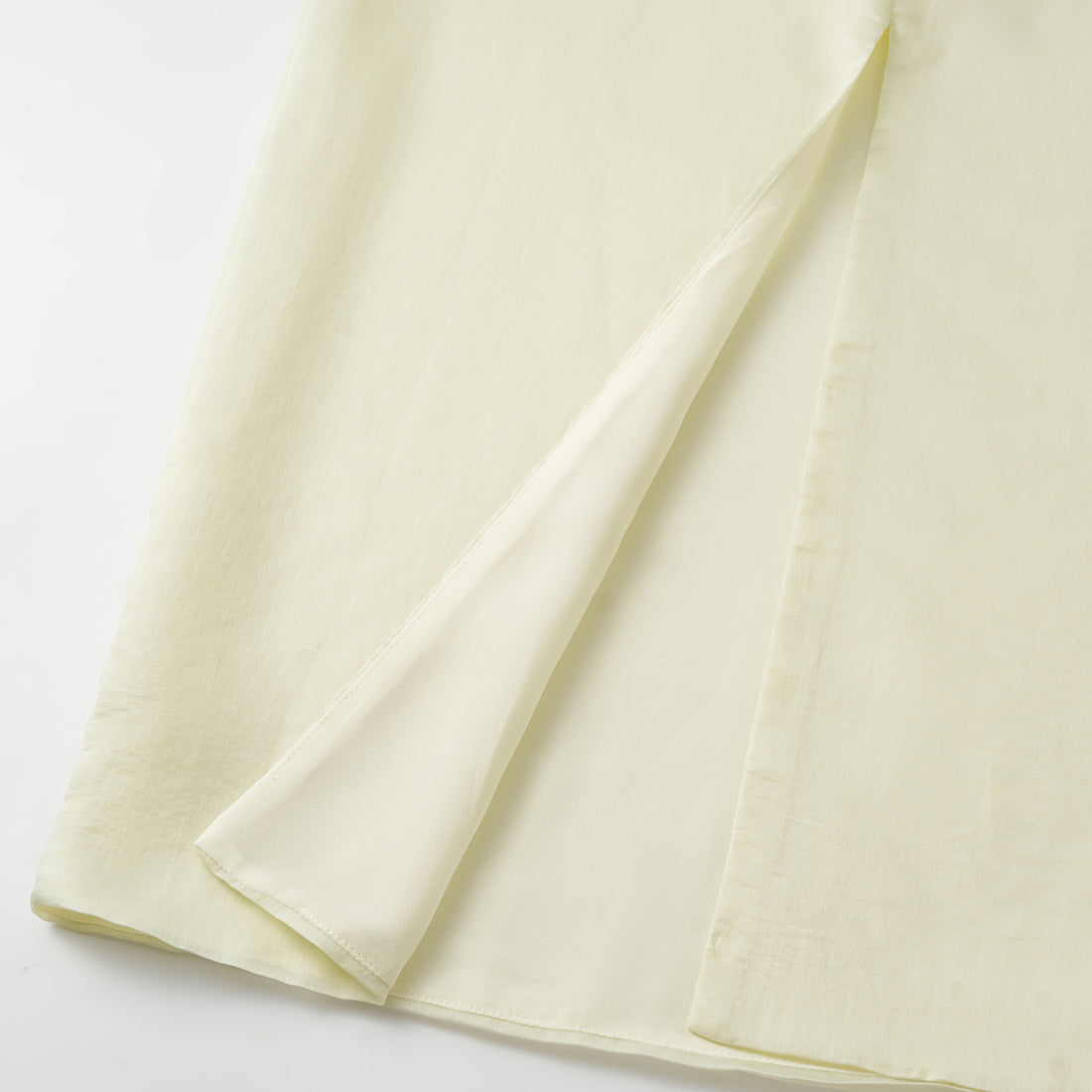 "Intellectual Moment" Tencel Satin Chiffon Pencil Skirt - Goose Yellow