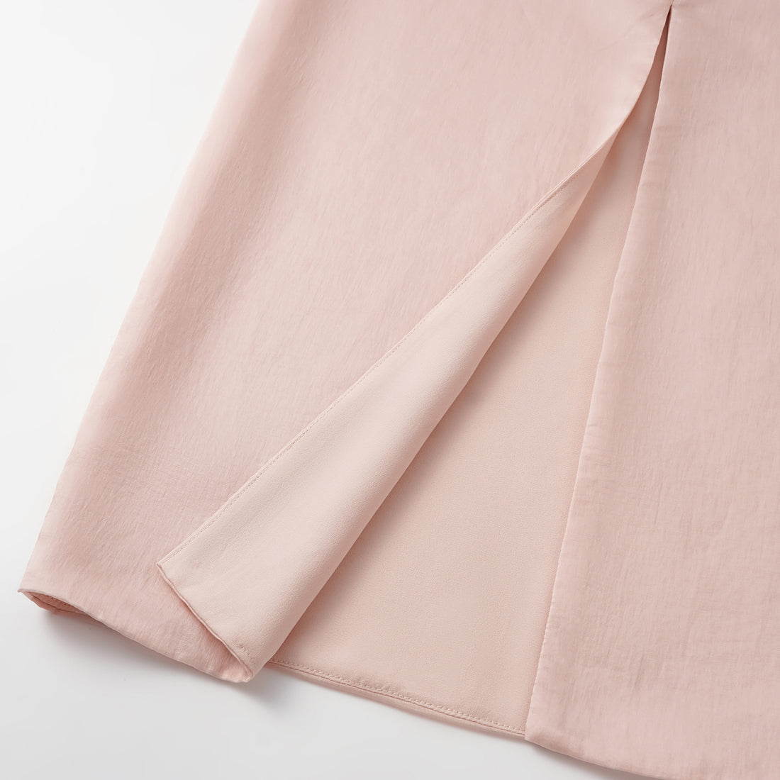 "Intellectual Moment" Tencel Satin Chiffon Pencil Skirt - Rose Pink