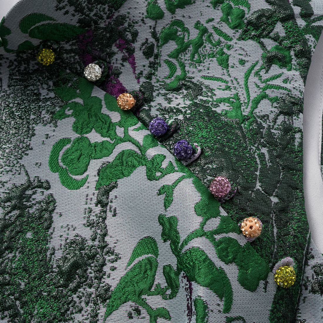 "Imperial Garden Gala" 義大利製提花面料新中式立裁輕國風長洋裝—碧影繁花