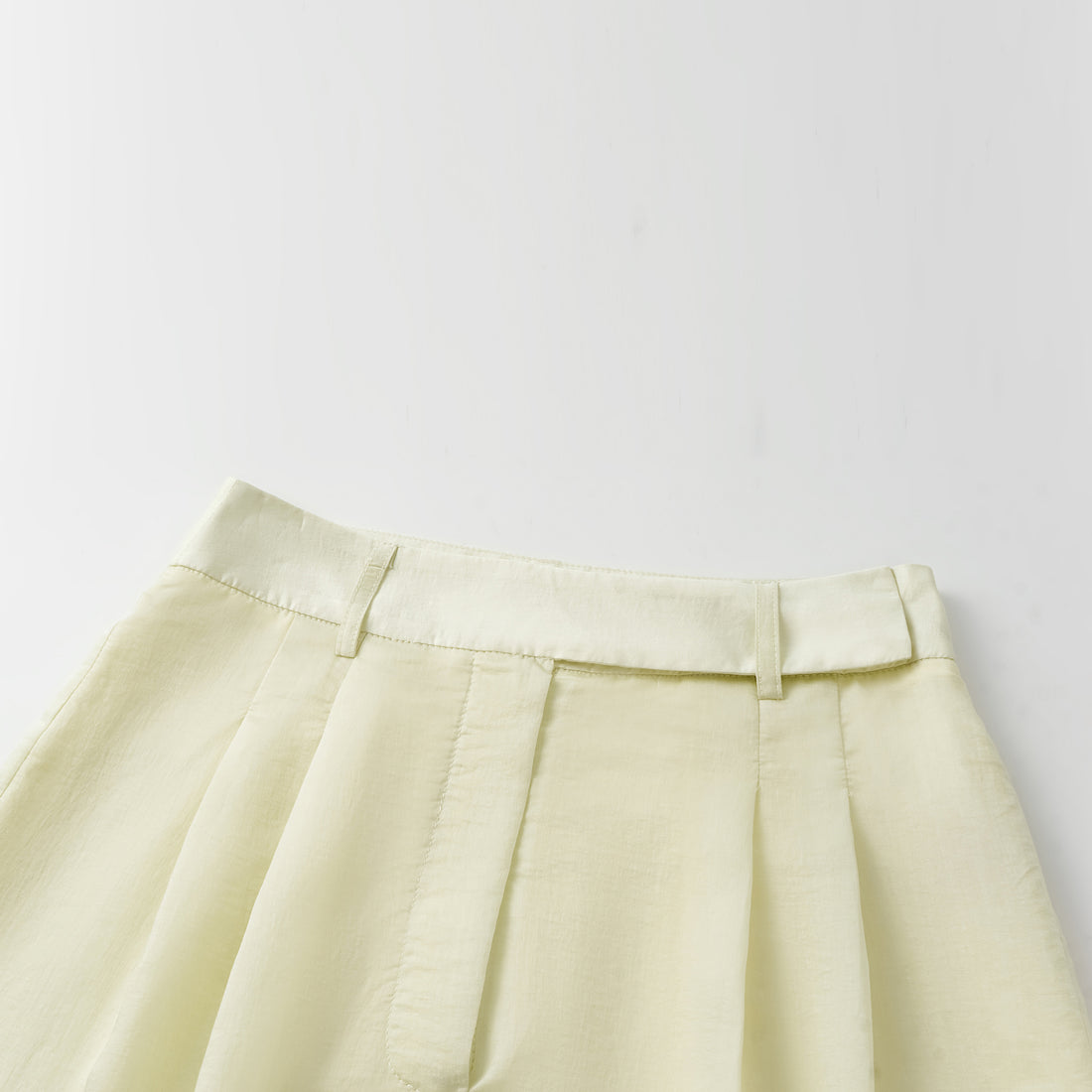 "Intellectual Moment" Tencel Satin Chiffon Shorts - Goose Yellow