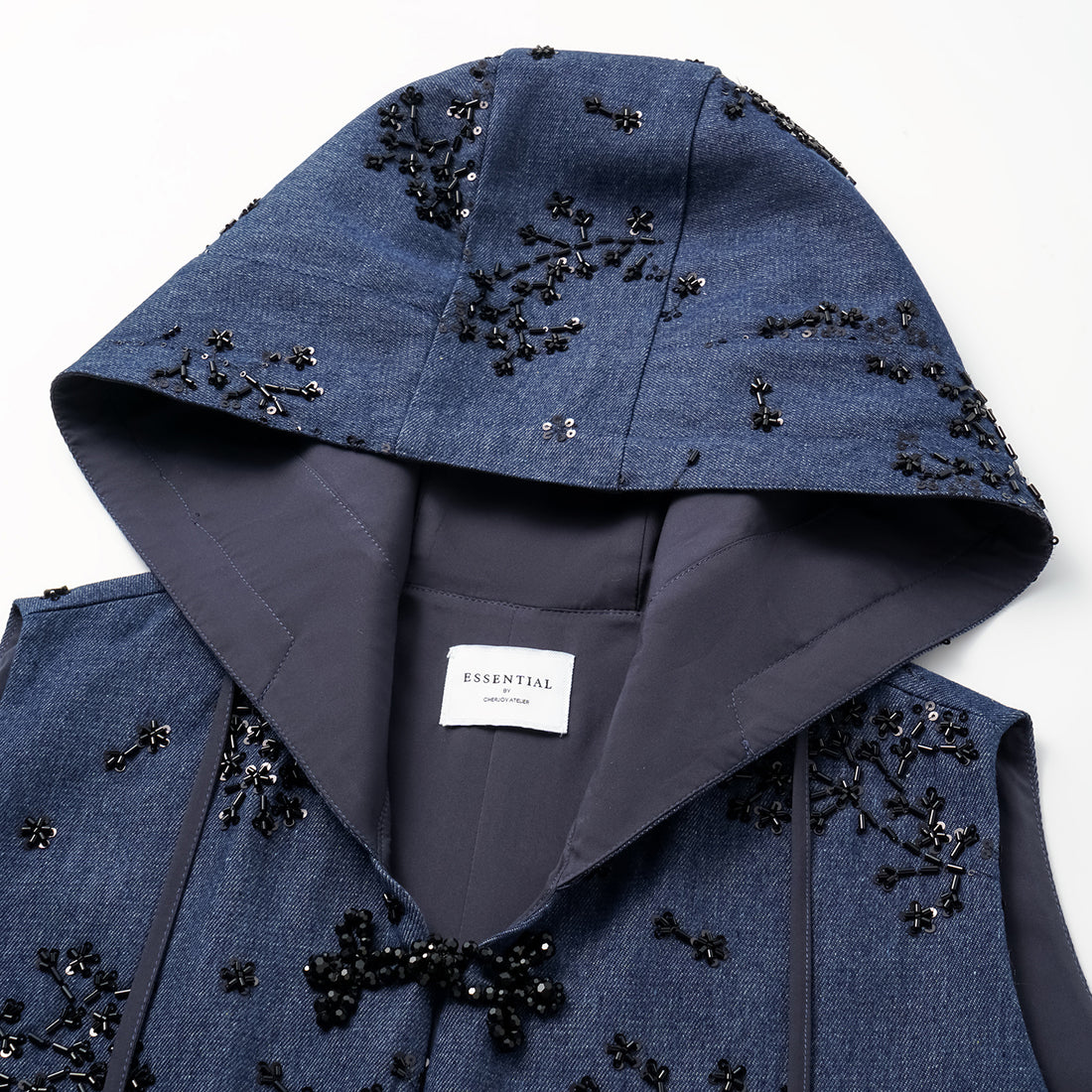 "Spring" Italian beaded hooded light Chinese style vest