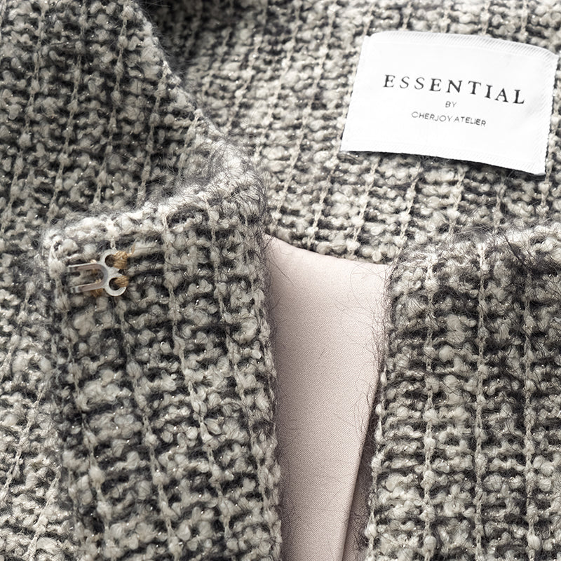 "Chelsea Citywalk." Tweed Oversized Jacket—Ashen Radiance