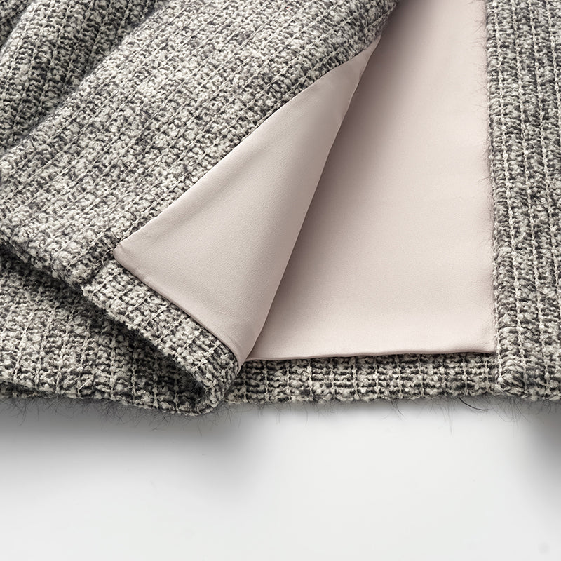 "Chelsea Citywalk." Tweed Oversized Jacket—Ashen Radiance