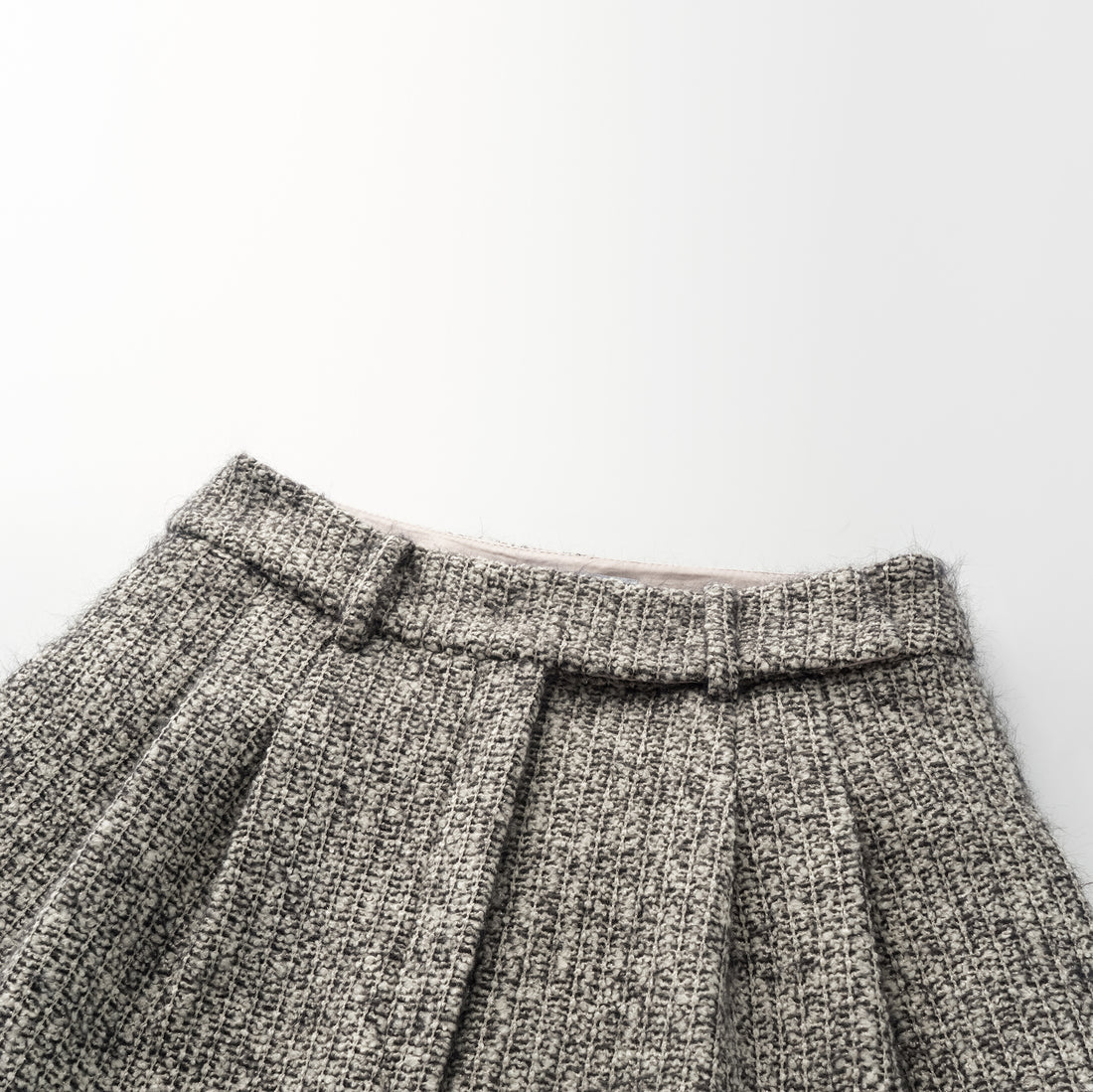 "Chelsea Citywalk." Tweed Shorts—Ashen Radiance