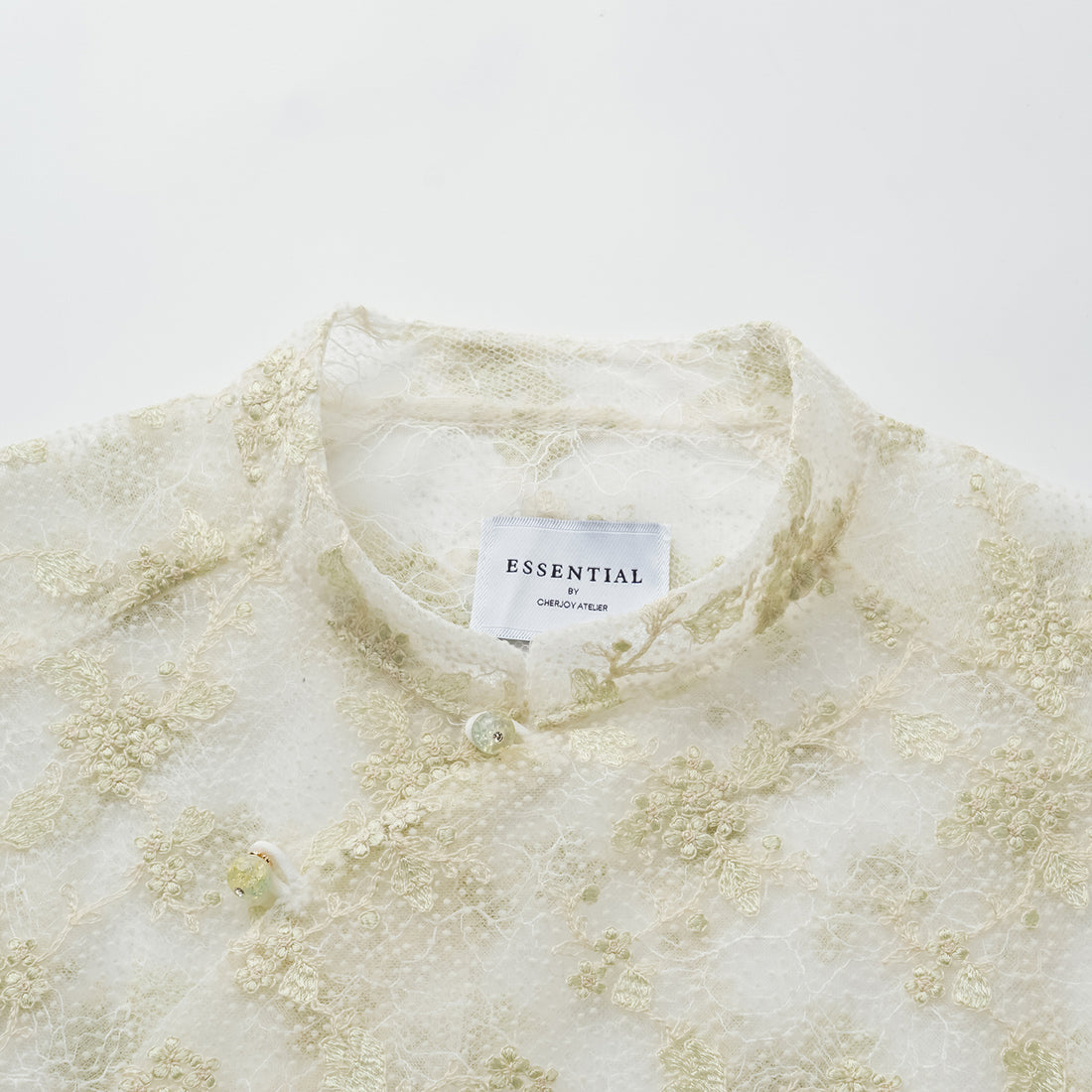 "春裳雅集"法國立體刺繡蕾絲輕國風短袖上衣—Verdant South拾翠江南