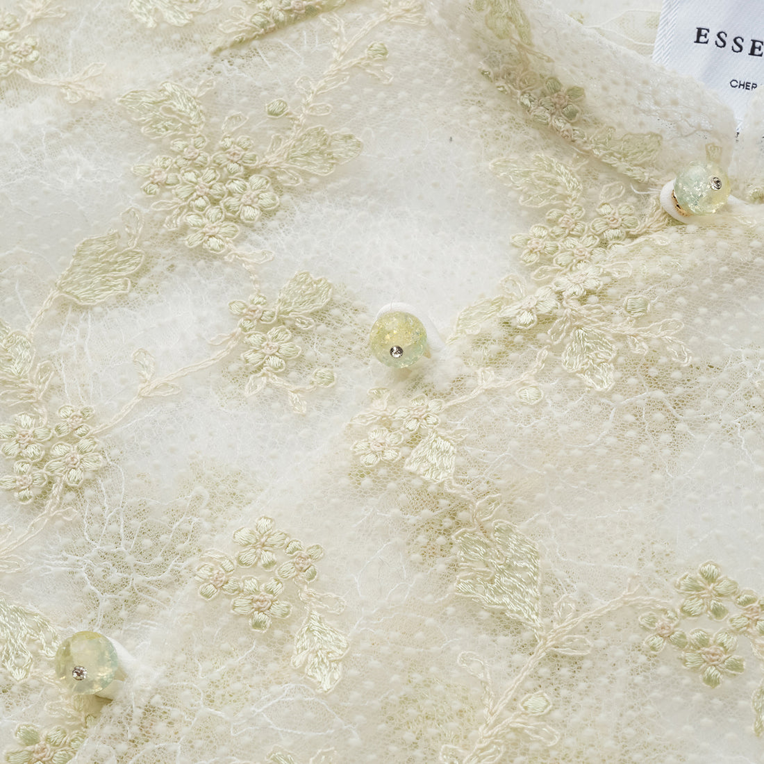 "春裳雅集"法國立體刺繡蕾絲輕國風短袖上衣—Verdant South拾翠江南
