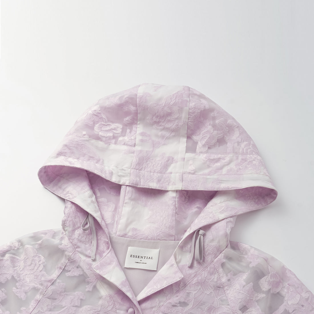 "Spring Outing" Jacquard Hooded Drawstring Top - Lotus Fragrance