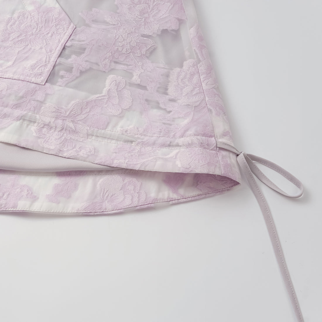 "Spring Outing" Jacquard Hooded Drawstring Top - Lotus Fragrance