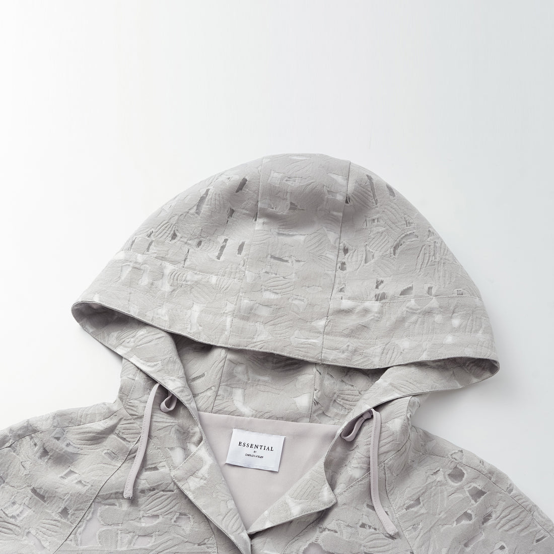 "Spring Outing" Jacquard Hooded Drawstring Top - Silver Lake